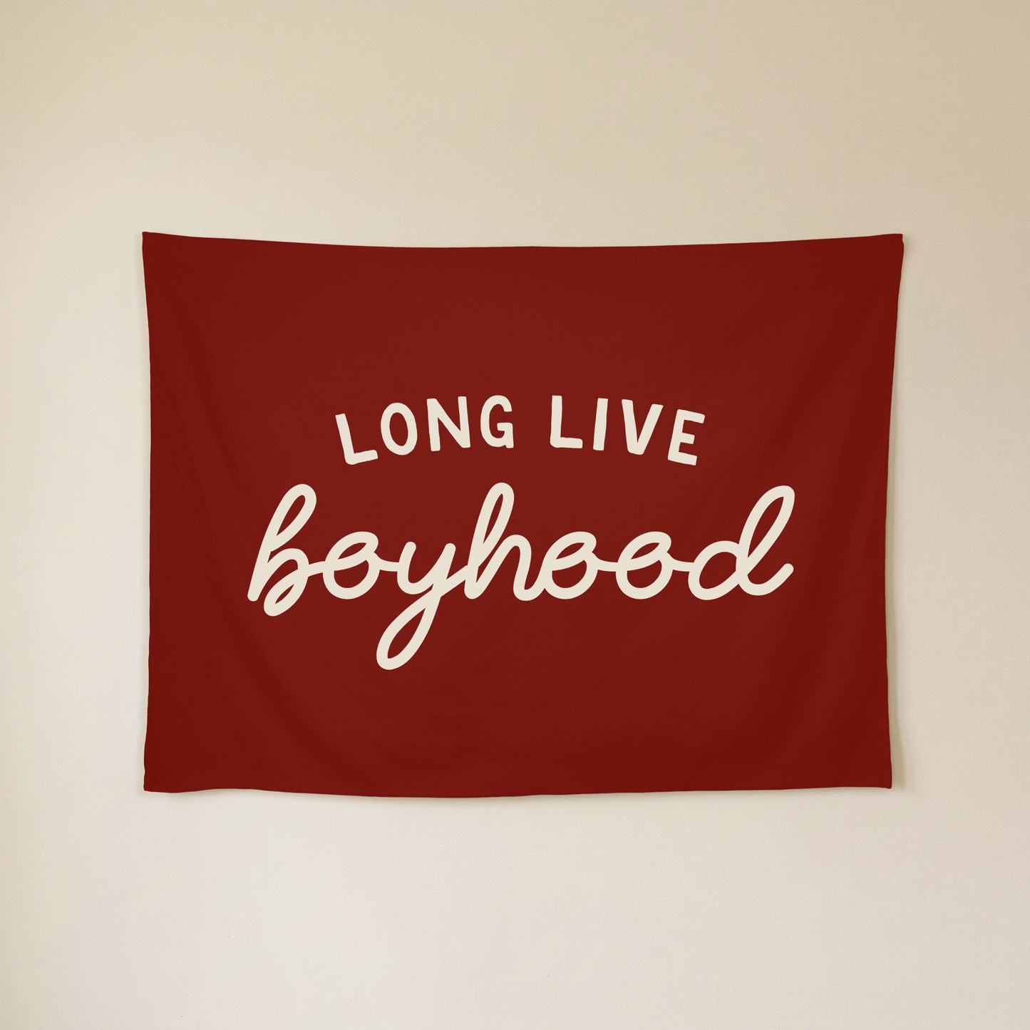 Long Live Boyhood Banner | Boys Room Decor Wall Flag for Nursery or Playroom