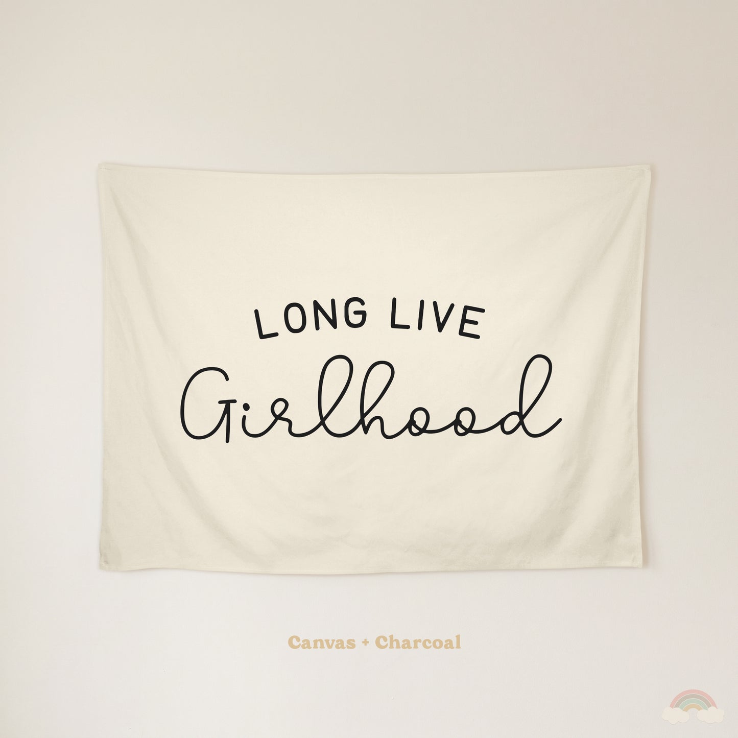 Long Live Girlhood Banner | Girls Room Decor Wall Flag for Nursery or Playroom