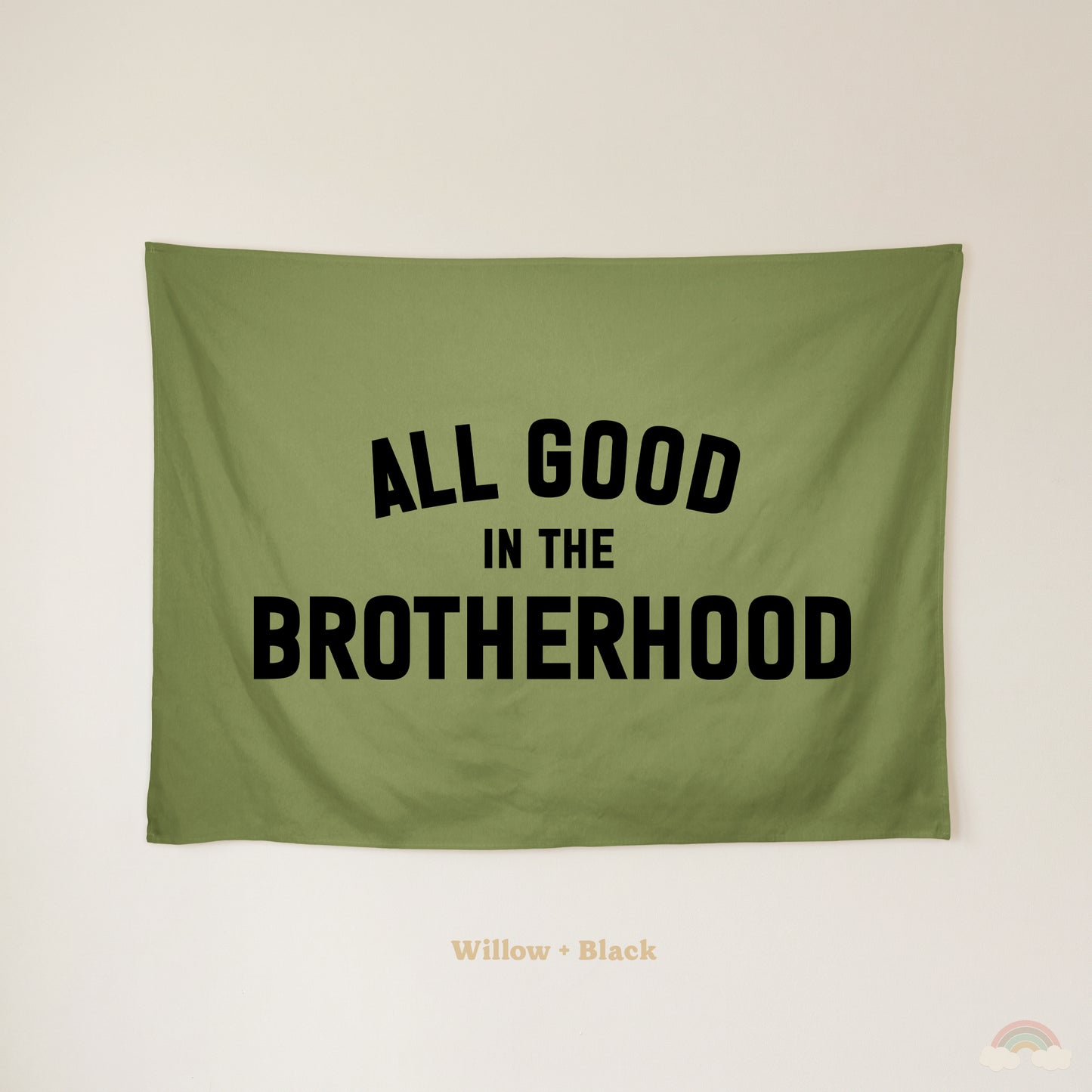 All Good in the Brotherhood Banner | Boys Room Decor Wall Flag for Bedroom or Playroom
