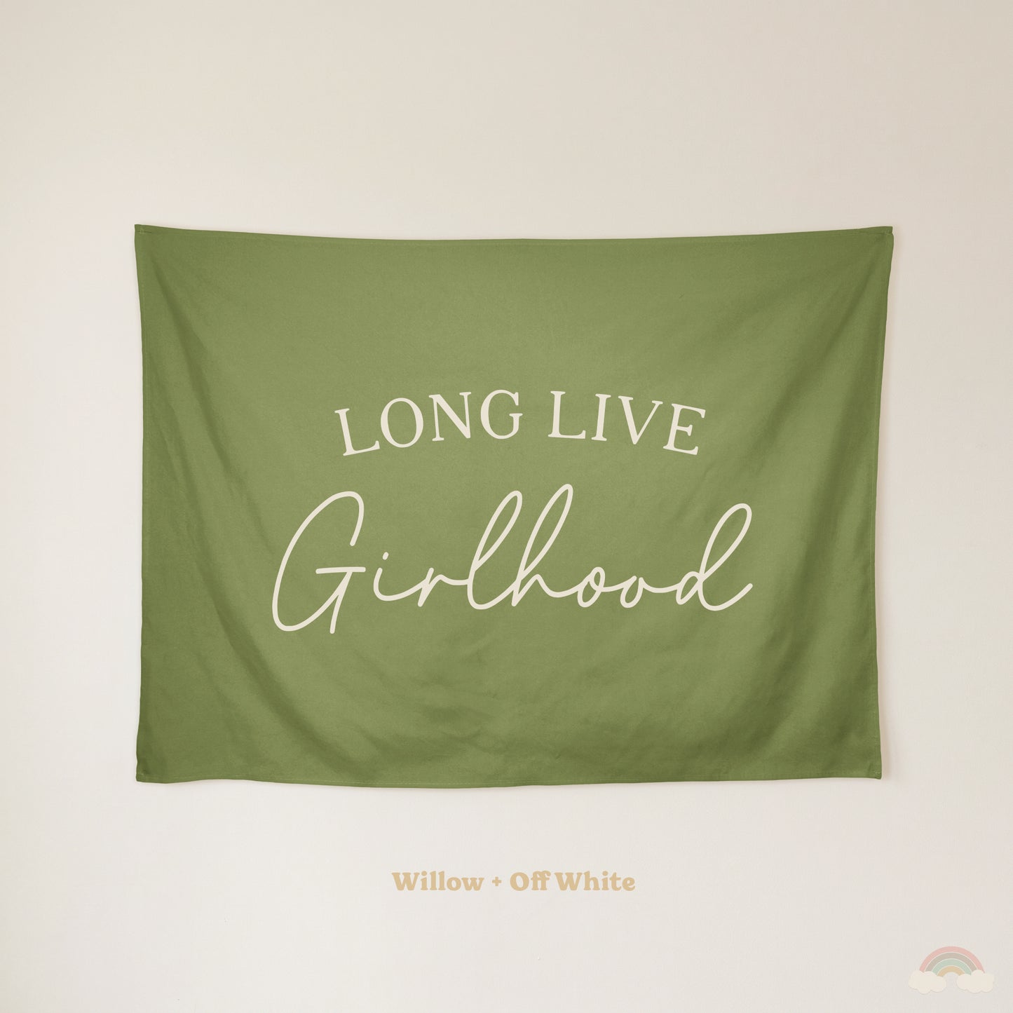 Long Live Girlhood Banner | Girls Room Decor Wall Flag for Nursery or Playroom