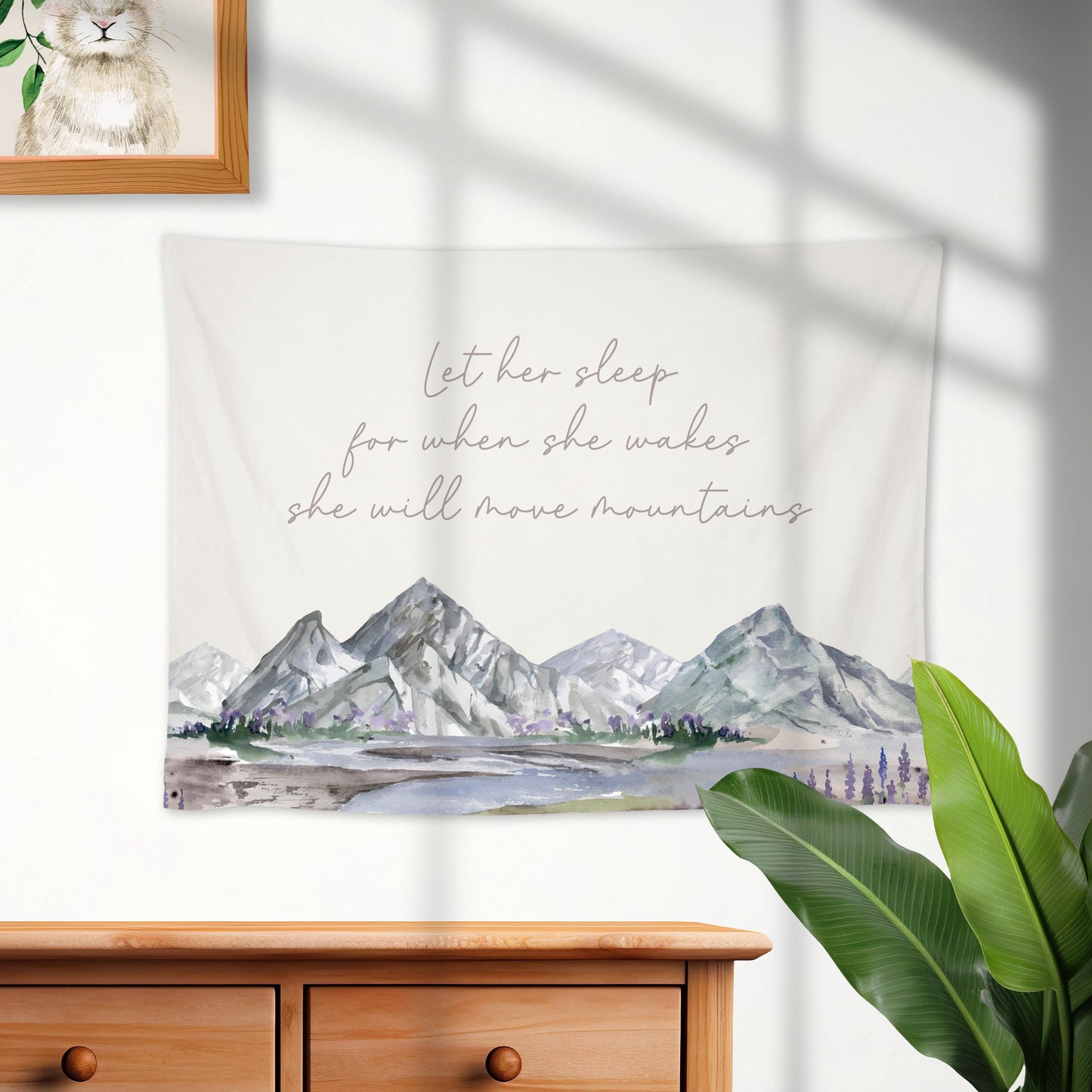 She Will Move Mountains Banner | Girls Room Wall Flag for Nursery or Playroom