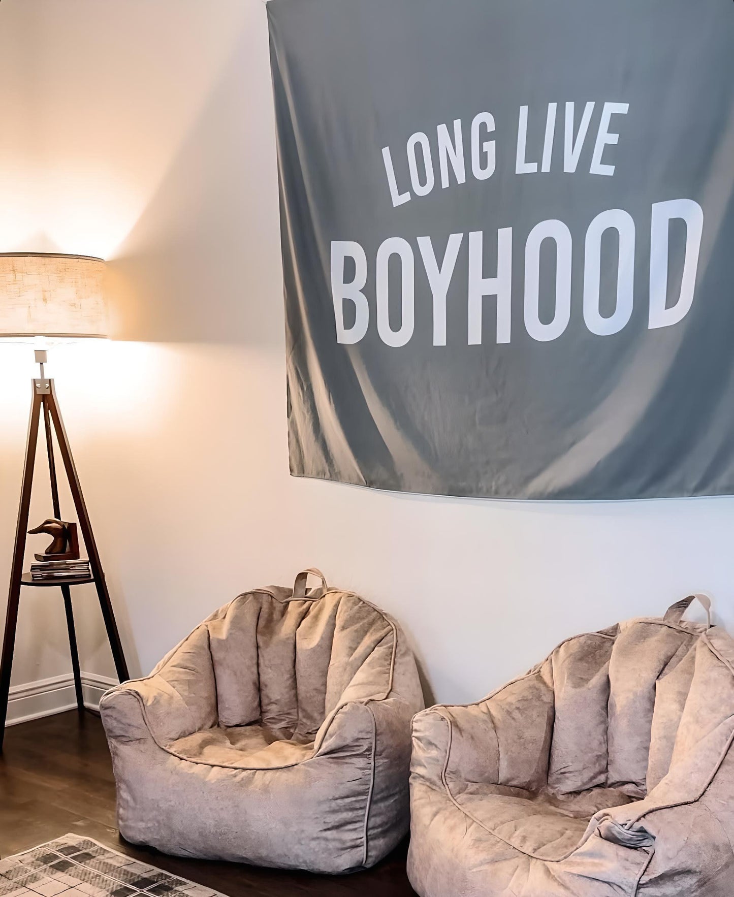 Long Live Boyhood Banner | Boys Room Decor Wall Flag for Nursery or Playroom