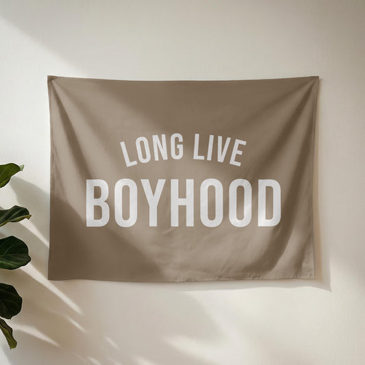 Long Live Boyhood Banner | Boys Room Decor Wall Flag for Nursery or Playroom