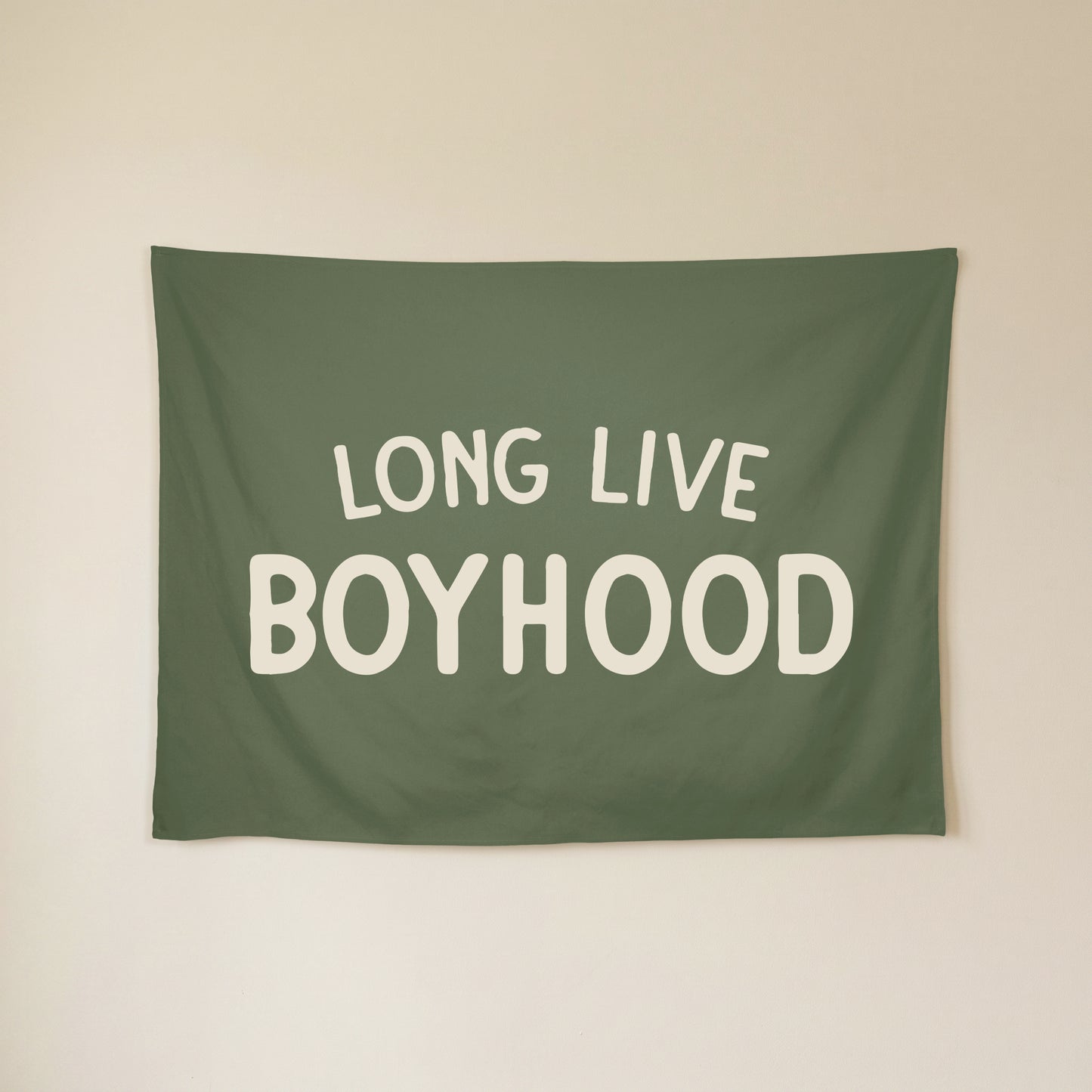 Long Live Boyhood Banner | Boys Room Decor Wall Flag for Nursery or Playroom