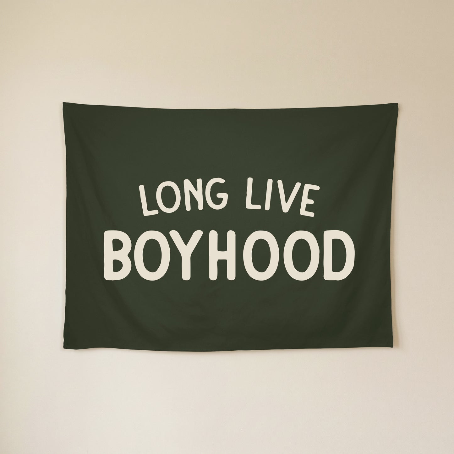 Long Live Boyhood Banner | Boys Room Decor Wall Flag for Nursery or Playroom