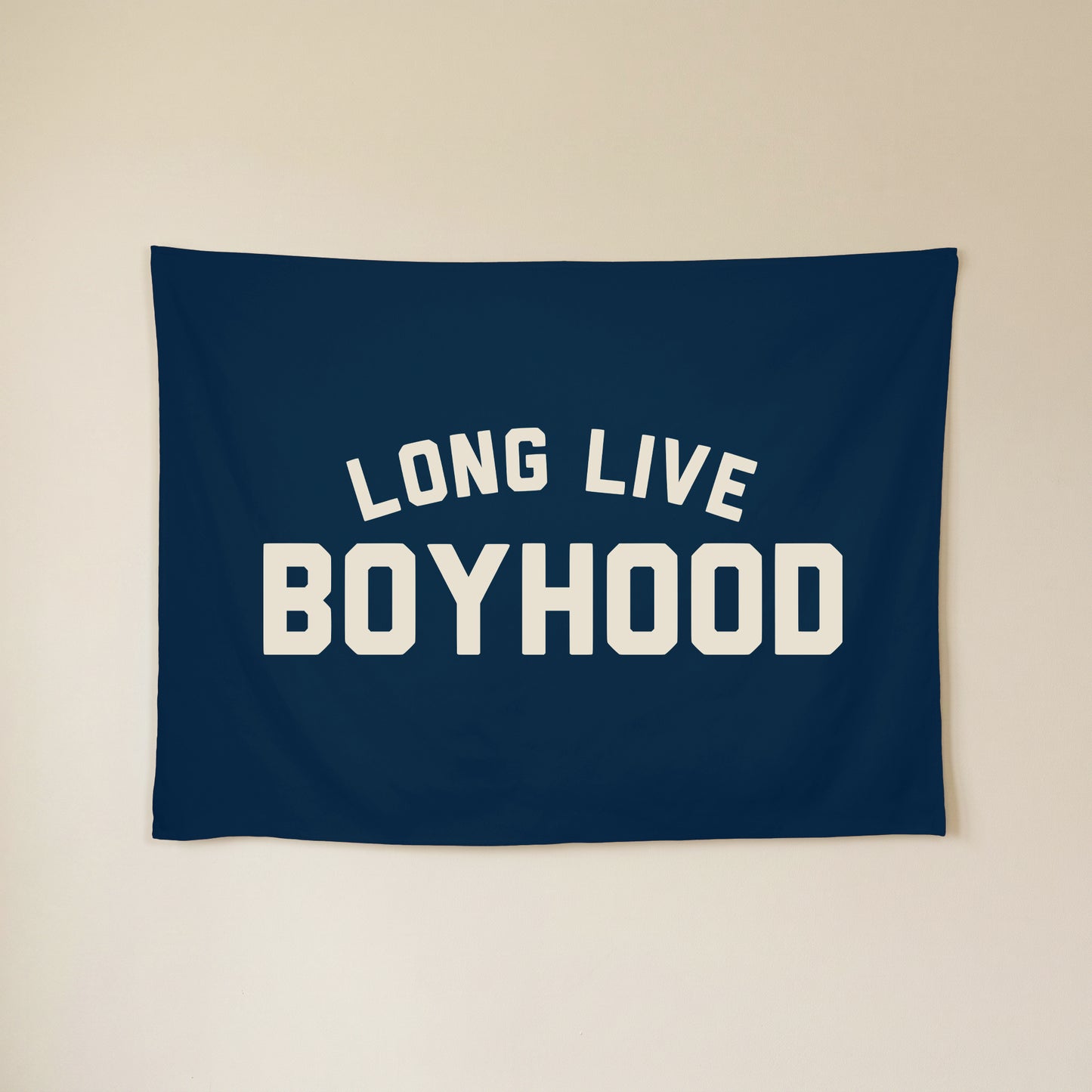 Long Live Boyhood Banner | Boys Room Decor Wall Flag for Nursery or Playroom