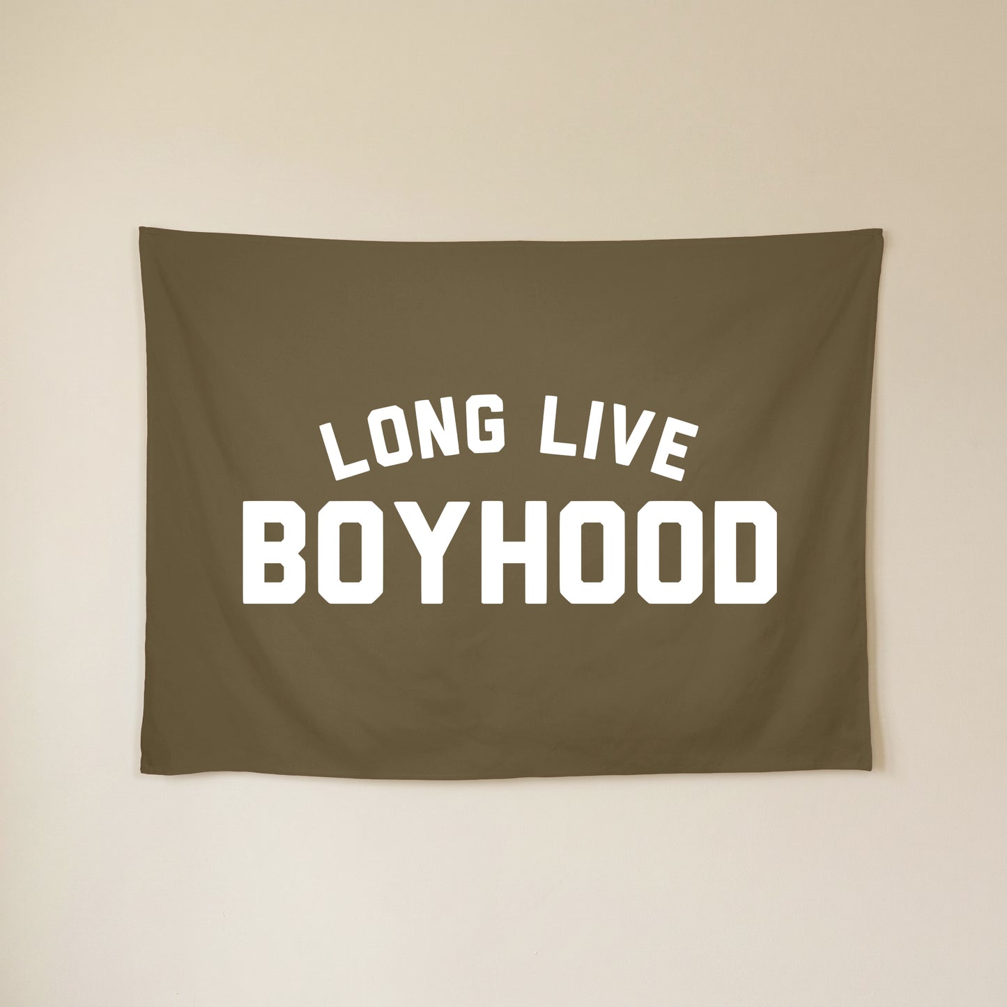 Long Live Boyhood Banner | Boys Room Decor Wall Flag for Nursery or Playroom