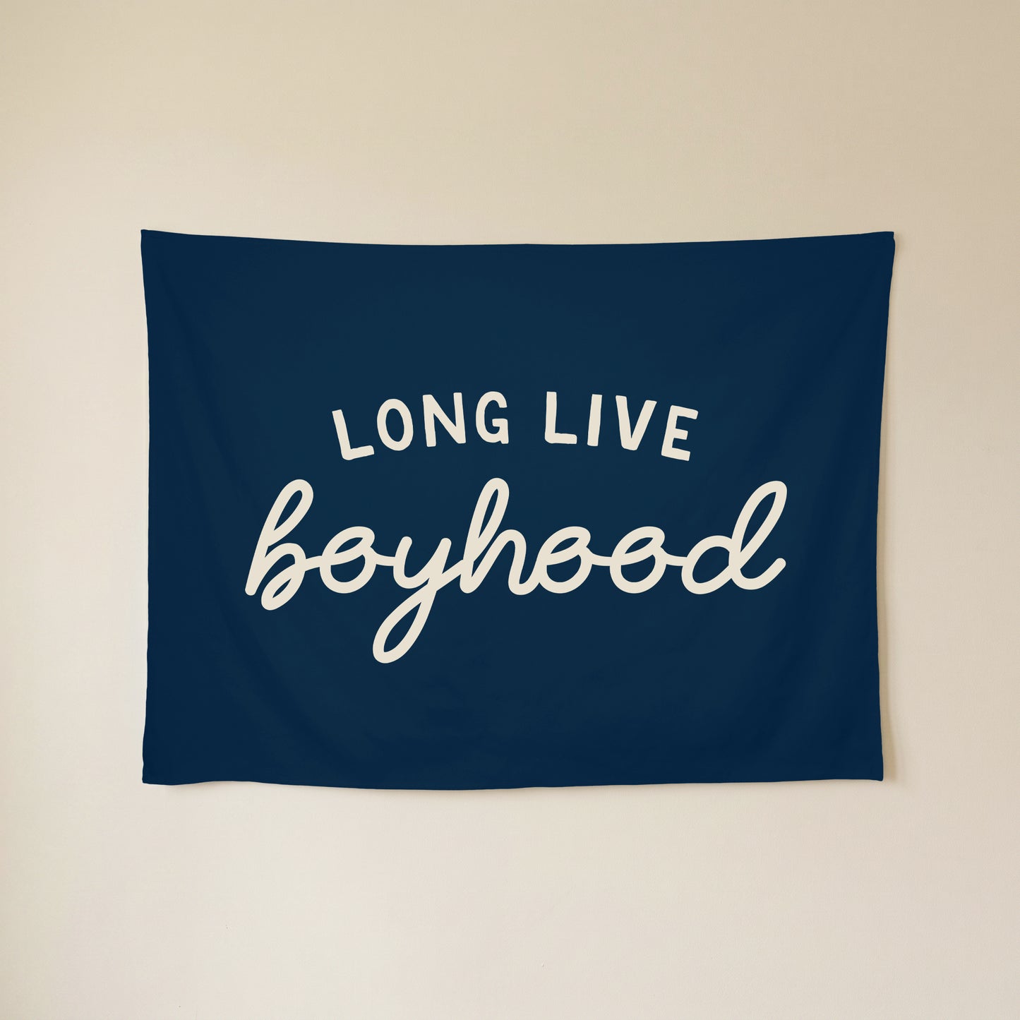 Long Live Boyhood Banner | Boys Room Decor Wall Flag for Nursery or Playroom
