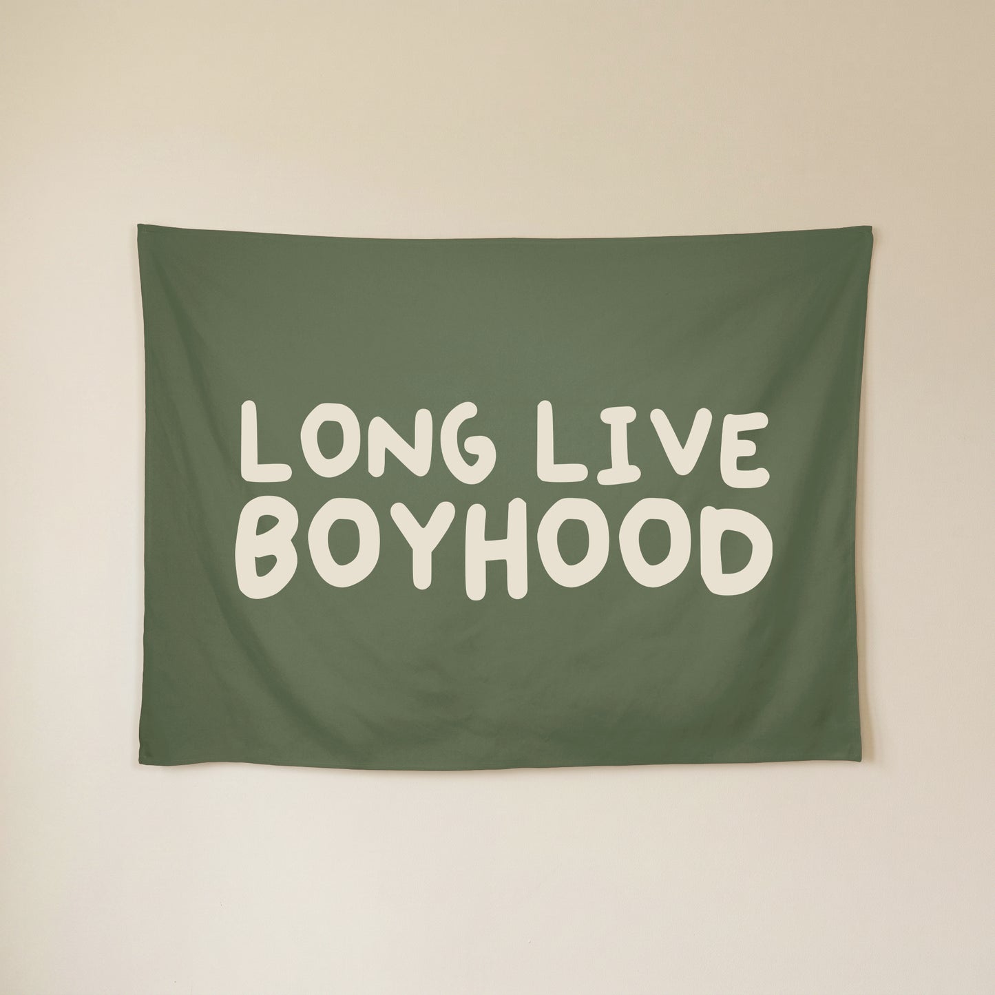 Long Live Boyhood Banner | Boys Room Decor Wall Flag for Nursery or Playroom
