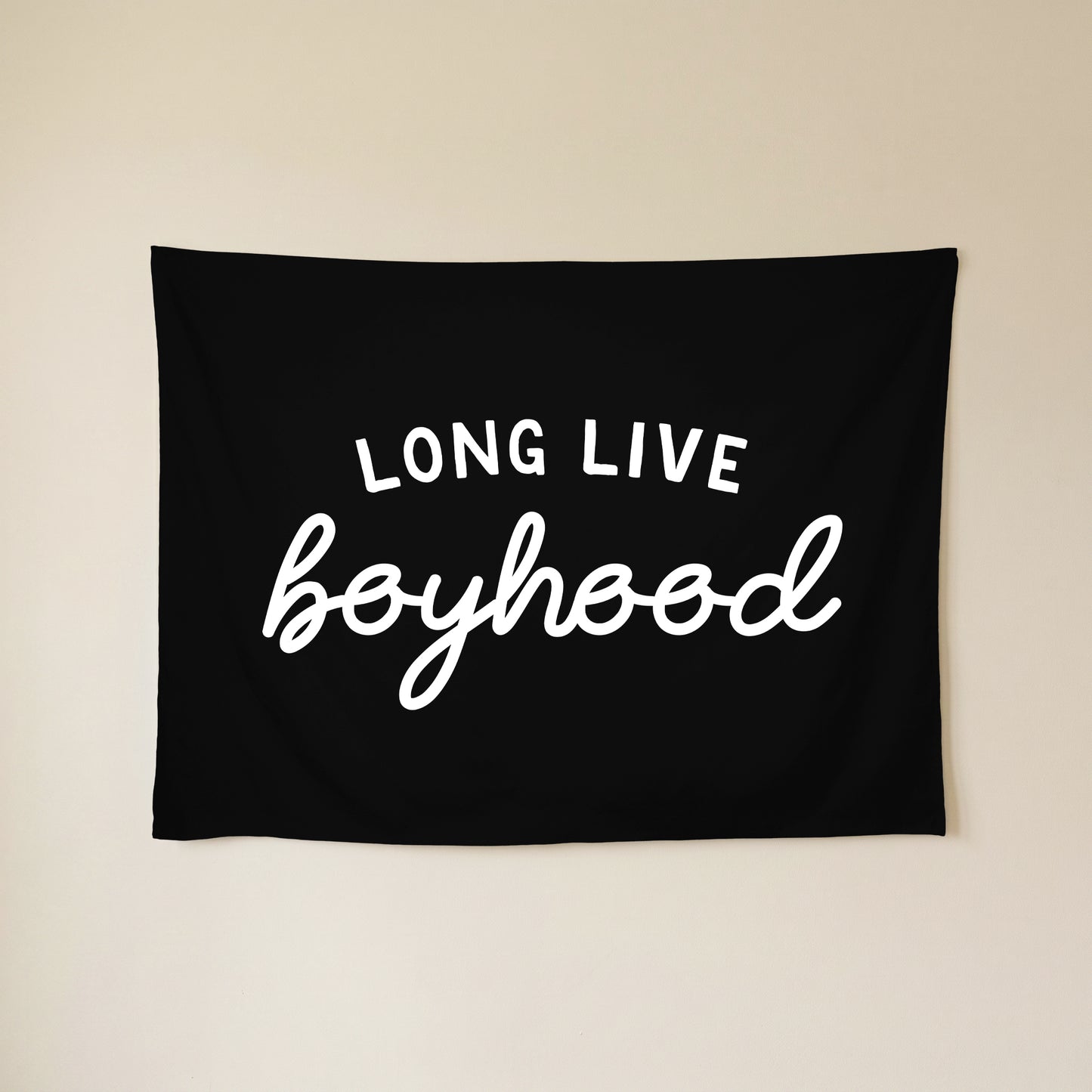 Long Live Boyhood Banner | Boys Room Decor Wall Flag for Nursery or Playroom