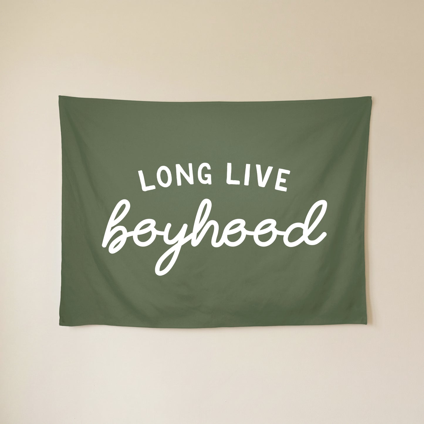 Long Live Boyhood Banner | Boys Room Decor Wall Flag for Nursery or Playroom