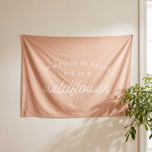 Wildflower Banner | Girls Room Decor Wall Flag for Nursery or Playroom