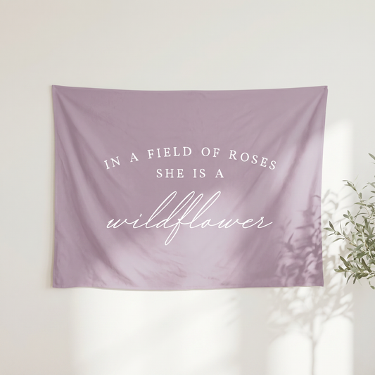 Wildflower Banner | Girls Room Decor Wall Flag for Nursery or Playroom