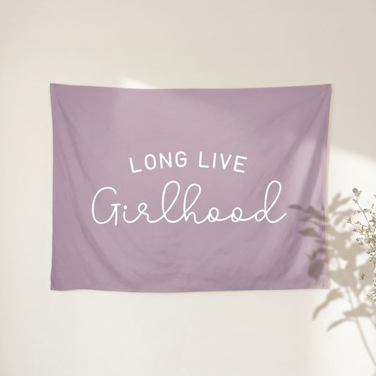 Long Live Girlhood Banner | Girls Room Decor Wall Flag for Nursery or Playroom