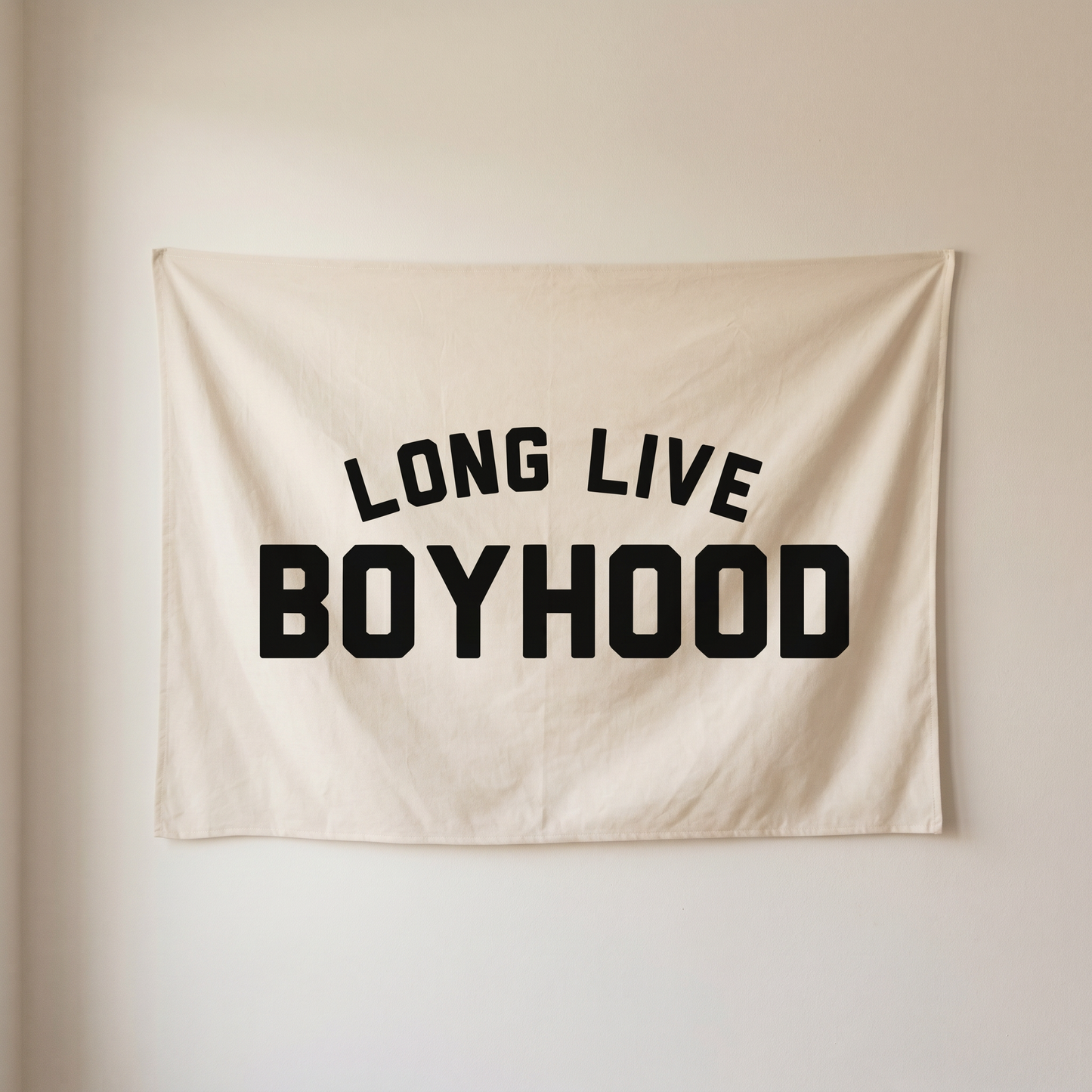 Long Live Boyhood Banner | Boys Room Decor Wall Flag for Nursery or Playroom