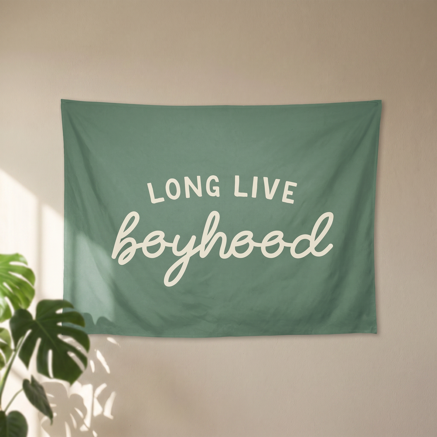 Long Live Boyhood Banner | Boys Room Decor Wall Flag for Nursery or Playroom