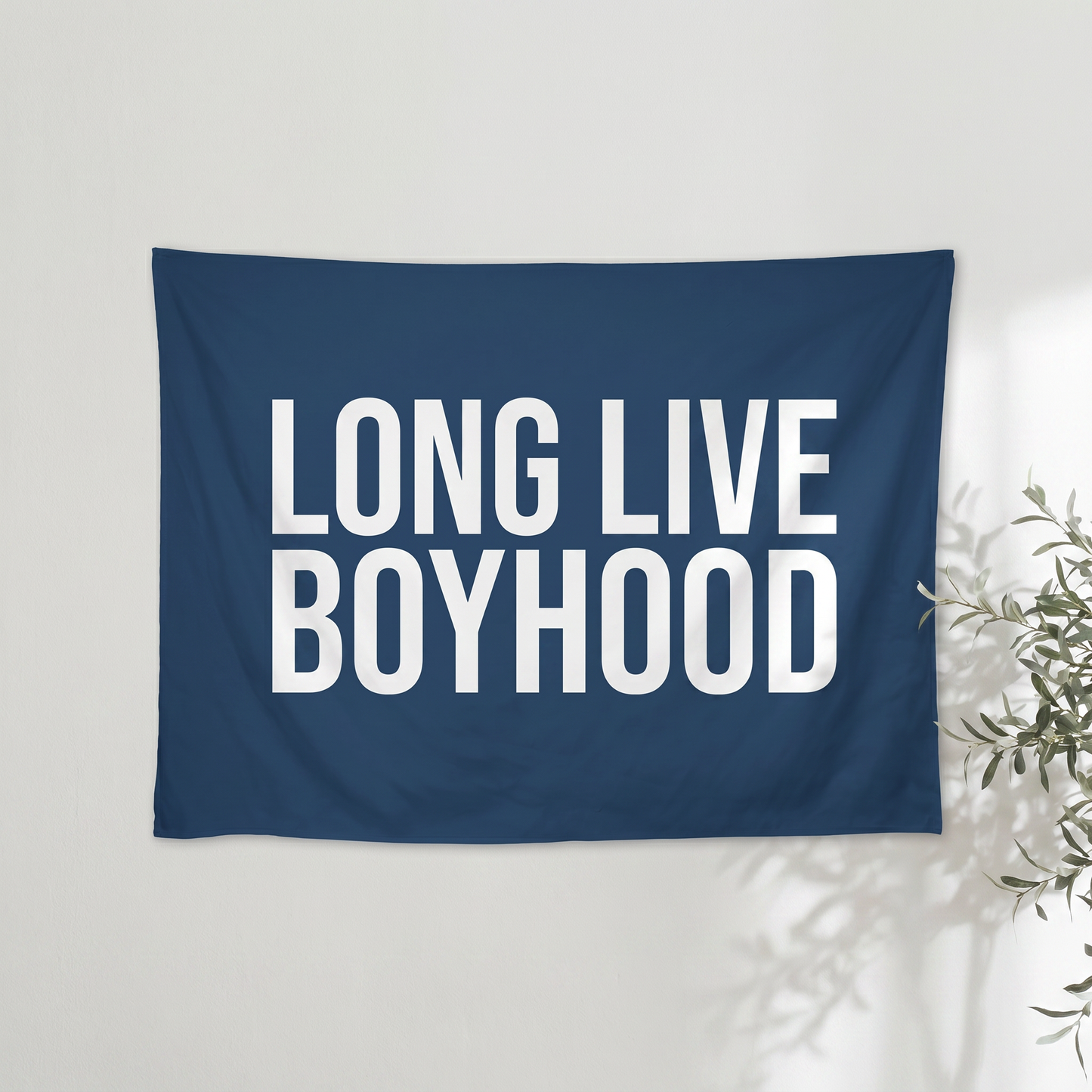 Long Live Boyhood Banner | Boys Room Decor Wall Flag for Nursery or Playroom