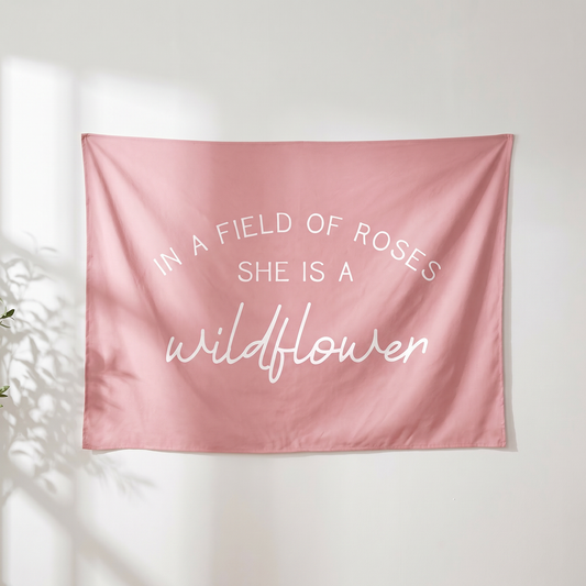 Wildflower Banner | Girls Room Decor Wall Flag for Nursery or Playroom