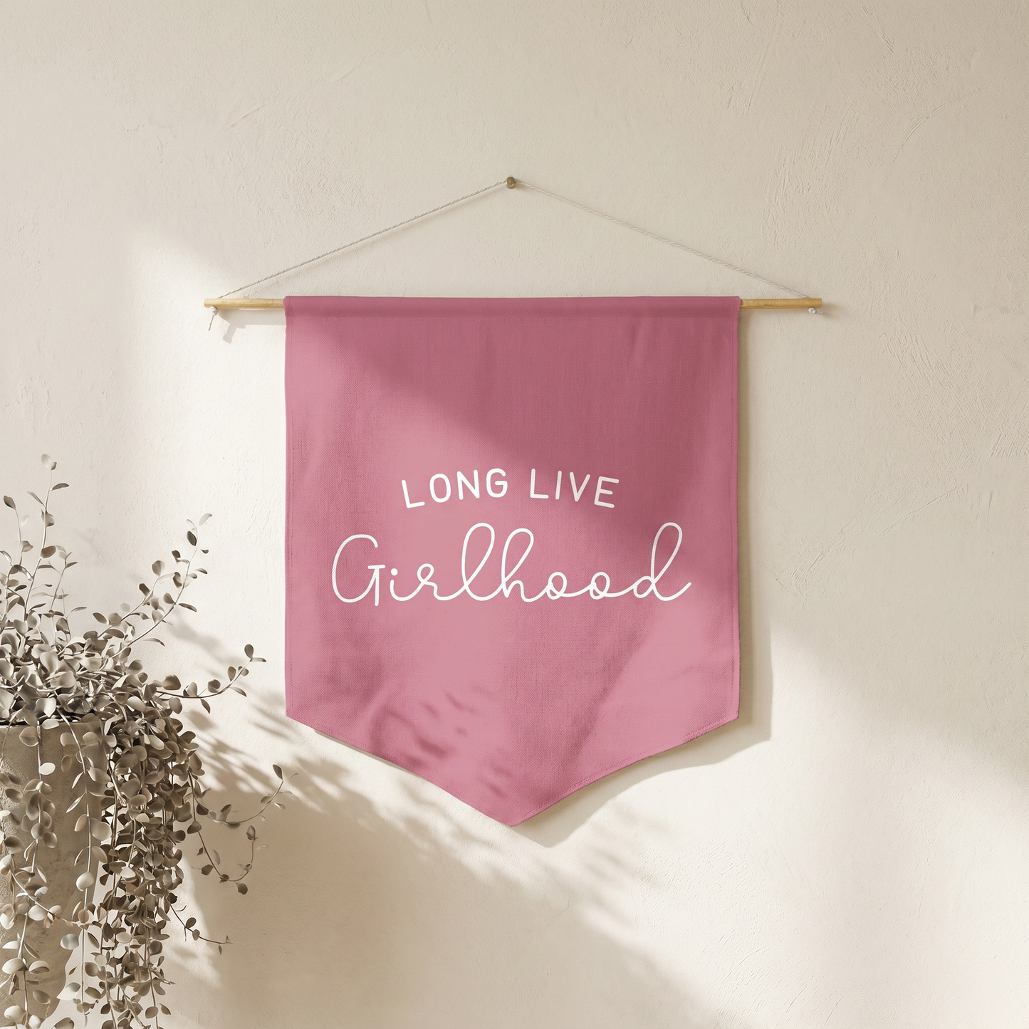 Long Live Girlhood Pennant | Girls Room Decor Hanging Wall Pennant for Nursery or Playroom