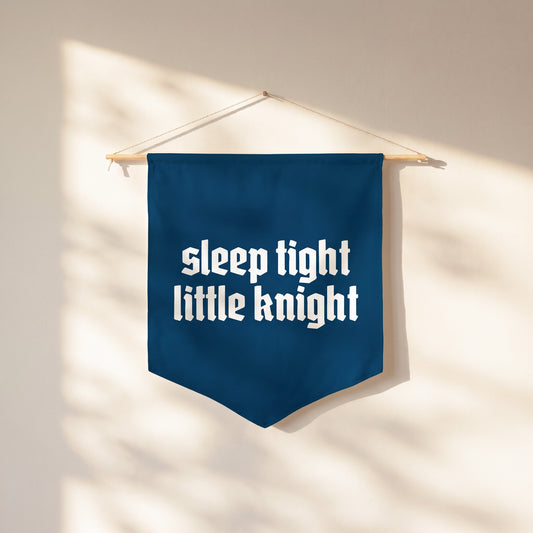 Sleep Tight Little Knight Pennant | Boys Room Decor Wall Flag for Nursery or Playroom