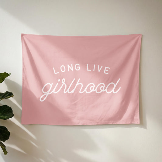 Long Live Girlhood Banner | Girls Room Decor Wall Flag for Nursery or Playroom