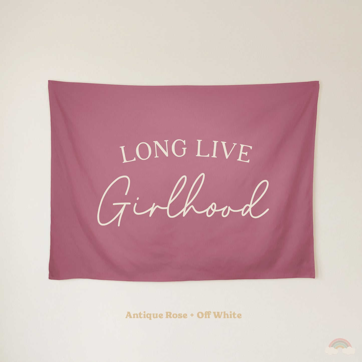 Long Live Girlhood Banner | Girls Room Decor Wall Flag for Nursery or Playroom