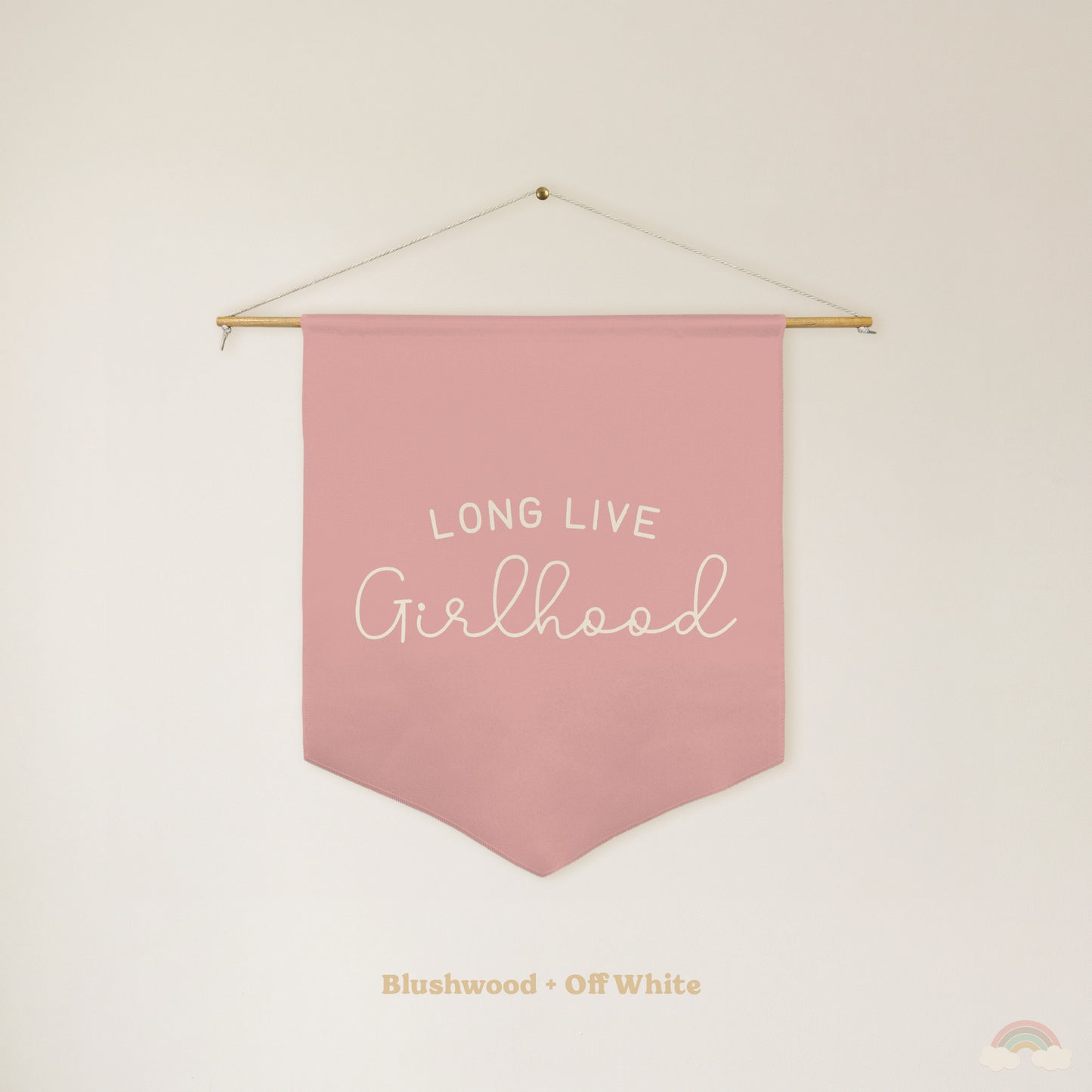 Long Live Girlhood Pennant | Girls Room Decor Hanging Wall Pennant for Nursery or Playroom
