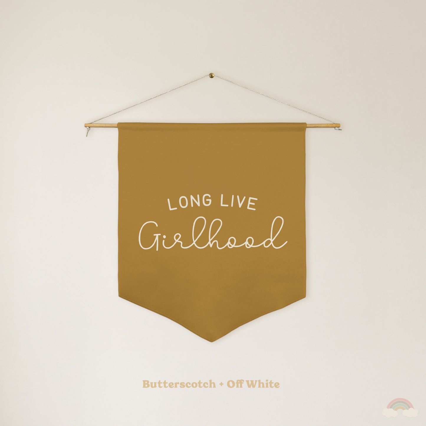 Long Live Girlhood Pennant | Girls Room Decor Hanging Wall Pennant for Nursery or Playroom