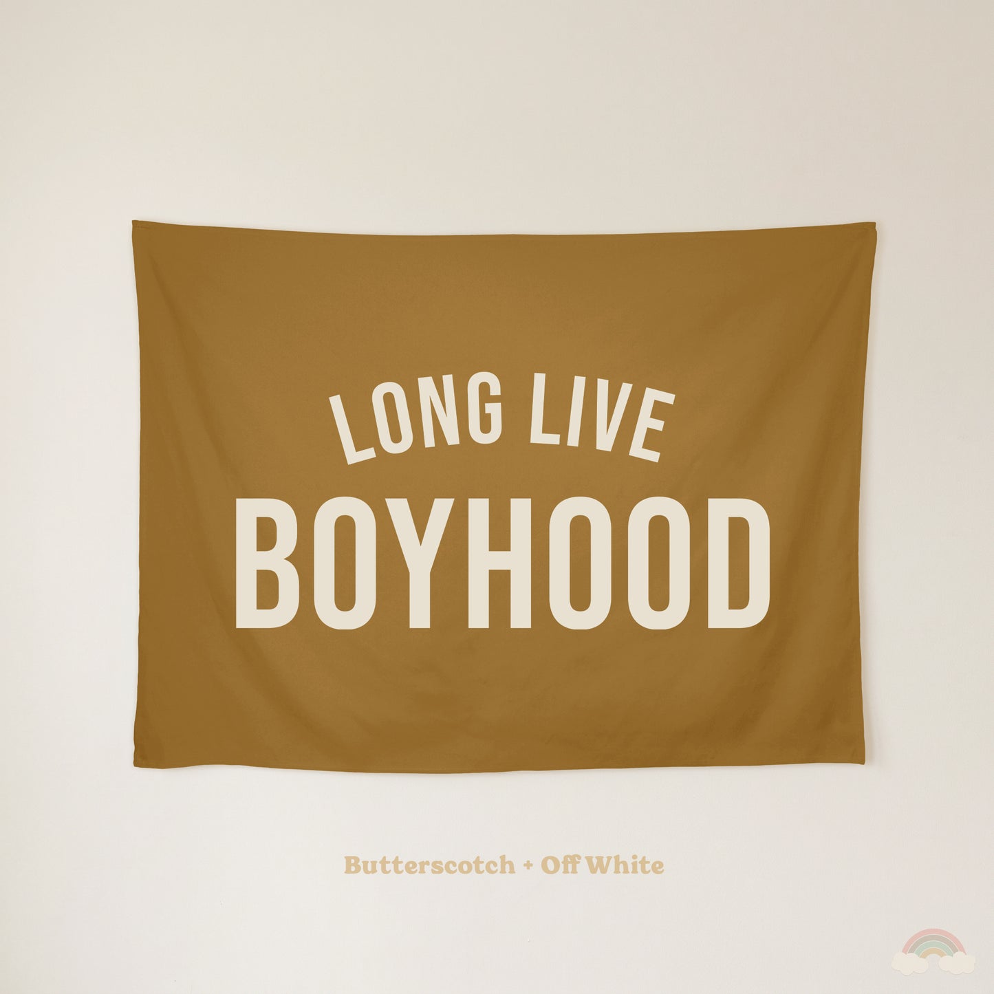 Long Live Boyhood Banner | Boys Room Decor Wall Flag for Nursery or Playroom