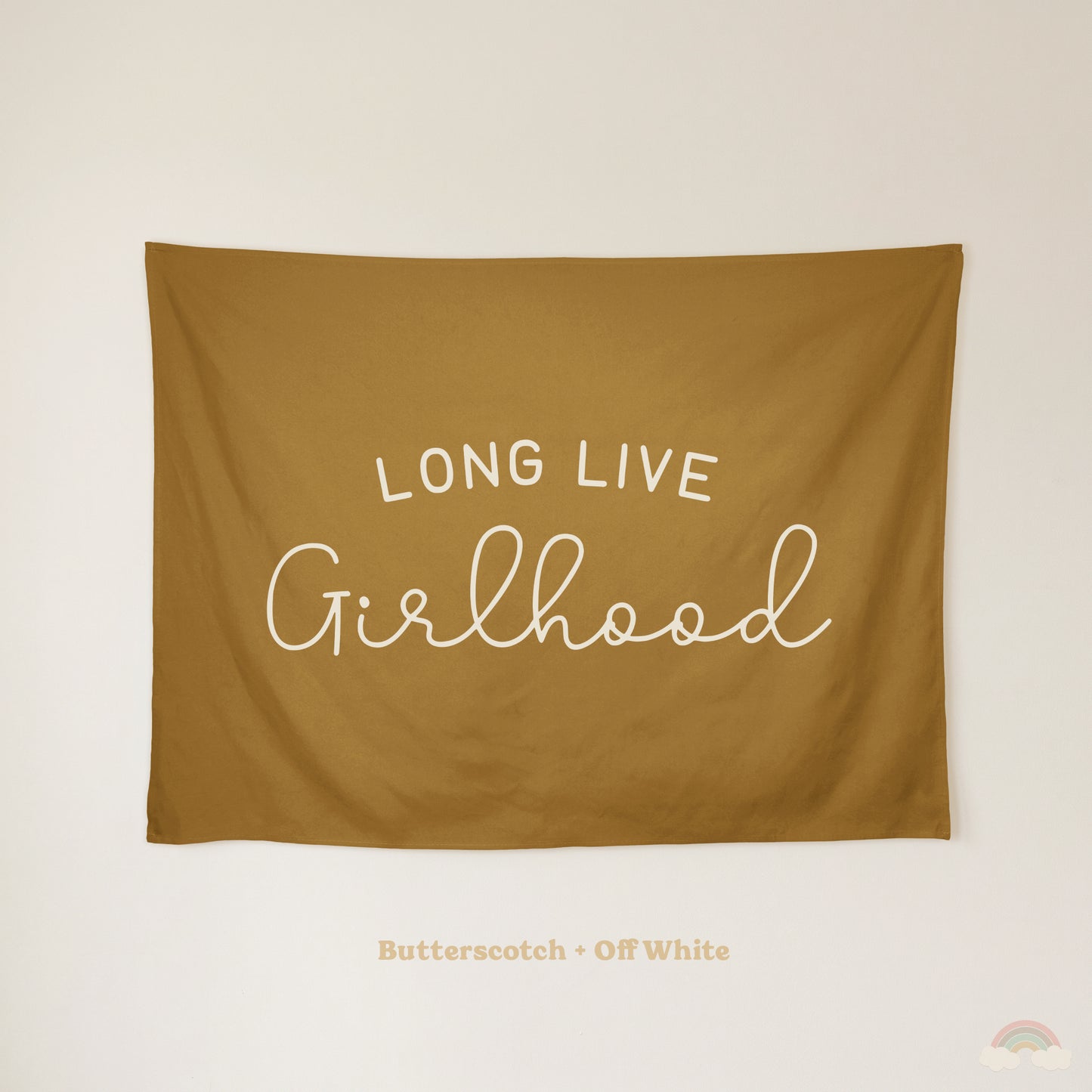 Long Live Girlhood Banner | Girls Room Decor Wall Flag for Nursery or Playroom