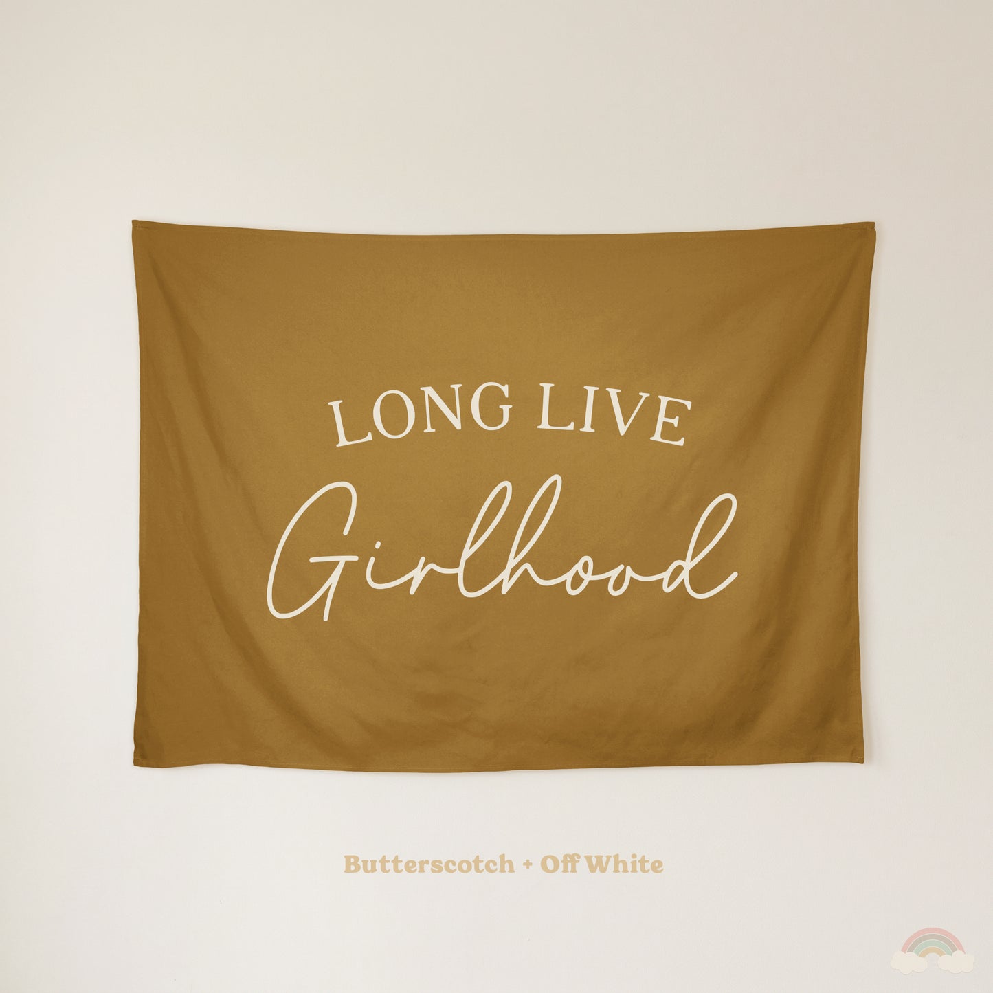 Long Live Girlhood Banner | Girls Room Decor Wall Flag for Nursery or Playroom