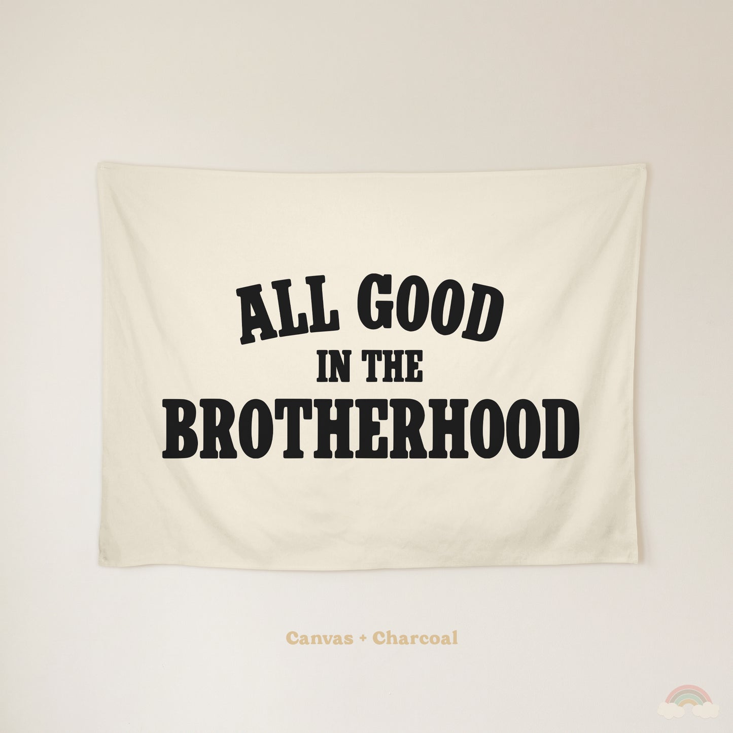 All Good in the Brotherhood Banner | Boys Room Decor Wall Flag for Bedroom or Playroom