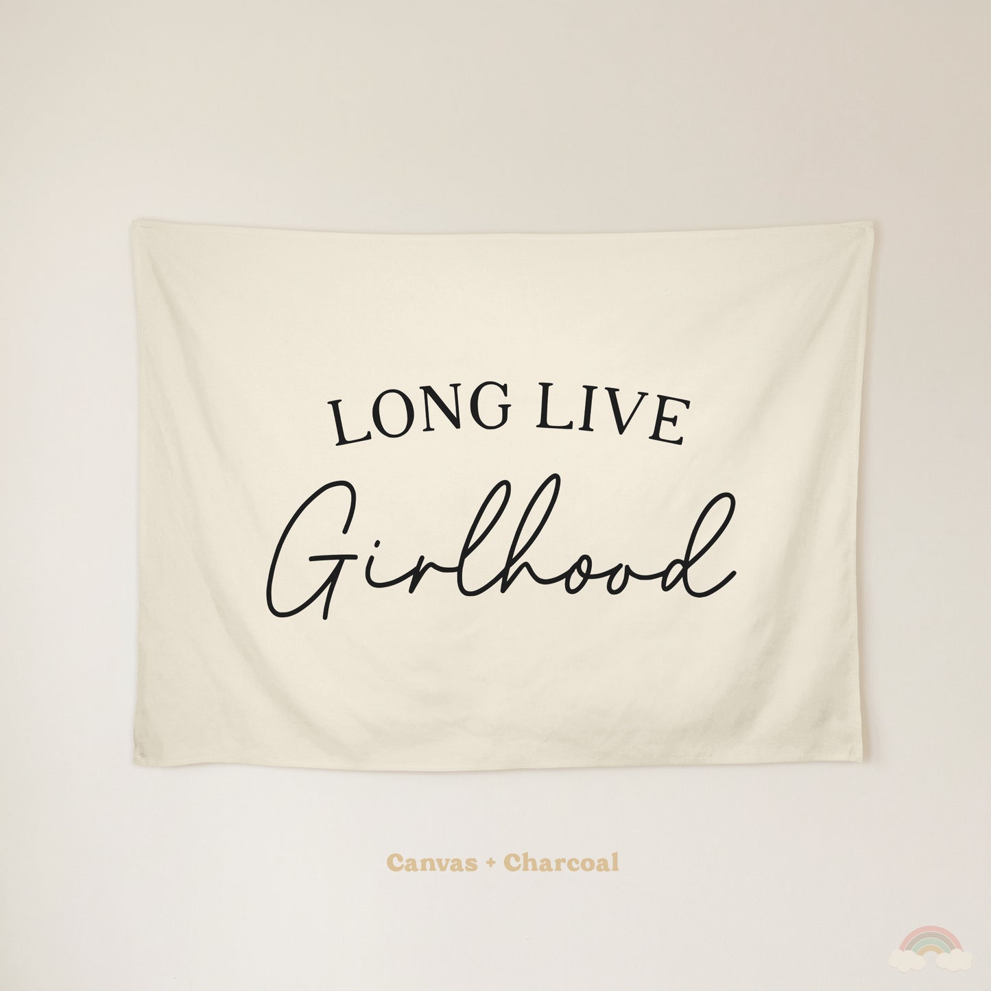 Long Live Girlhood Banner | Girls Room Decor Wall Flag for Nursery or Playroom