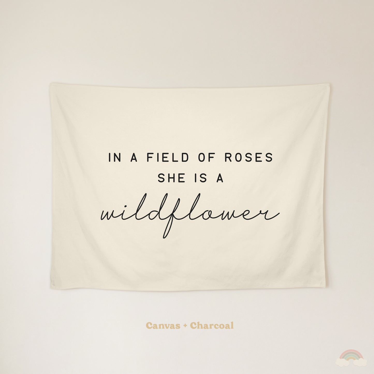 Wildflower Banner | Girls Room Decor Wall Flag for Nursery or Playroom