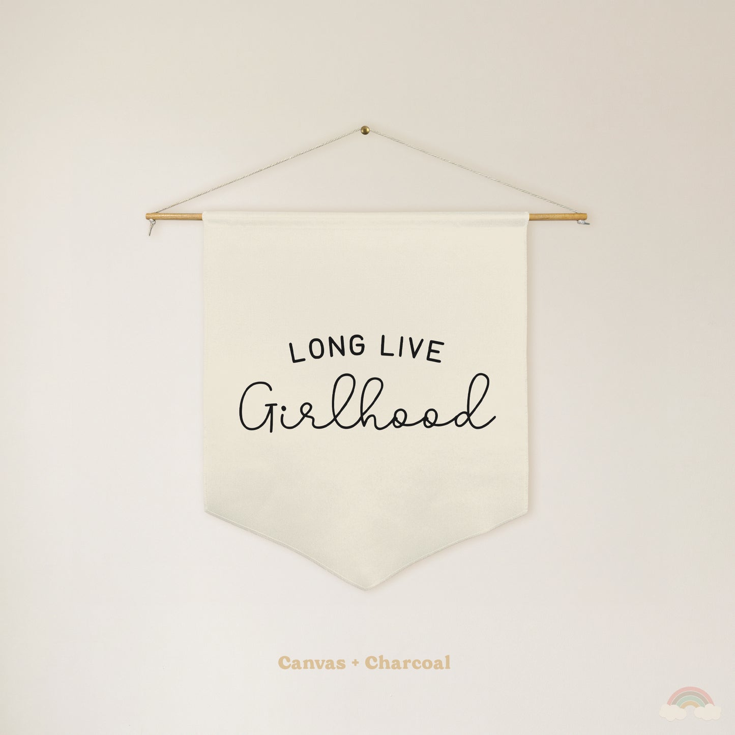 Long Live Girlhood Pennant | Girls Room Decor Hanging Wall Pennant for Nursery or Playroom