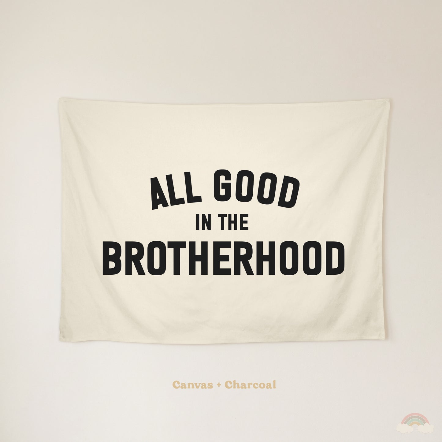 All Good in the Brotherhood Banner | Boys Room Decor Wall Flag for Bedroom or Playroom