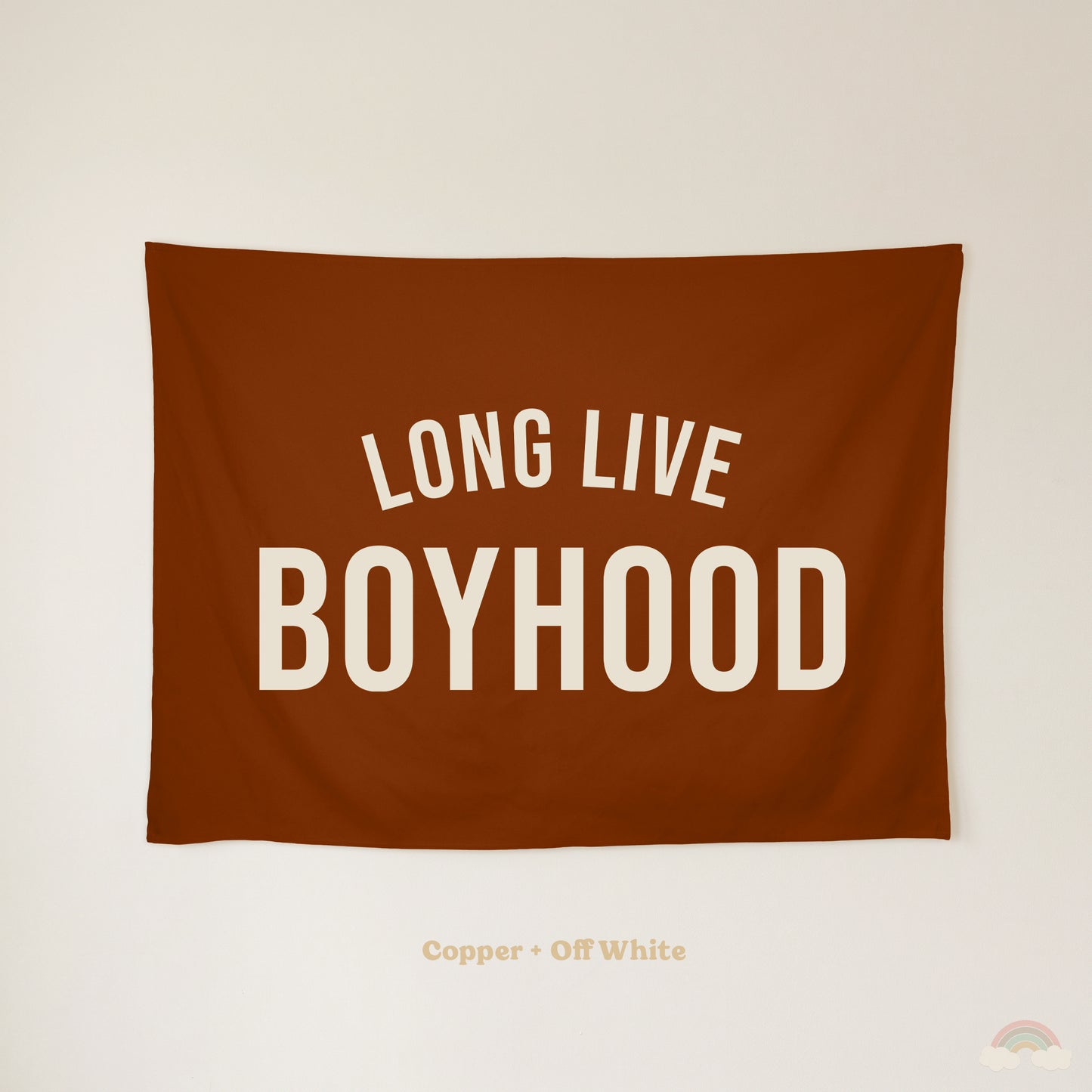Long Live Boyhood Banner | Boys Room Decor Wall Flag for Nursery or Playroom