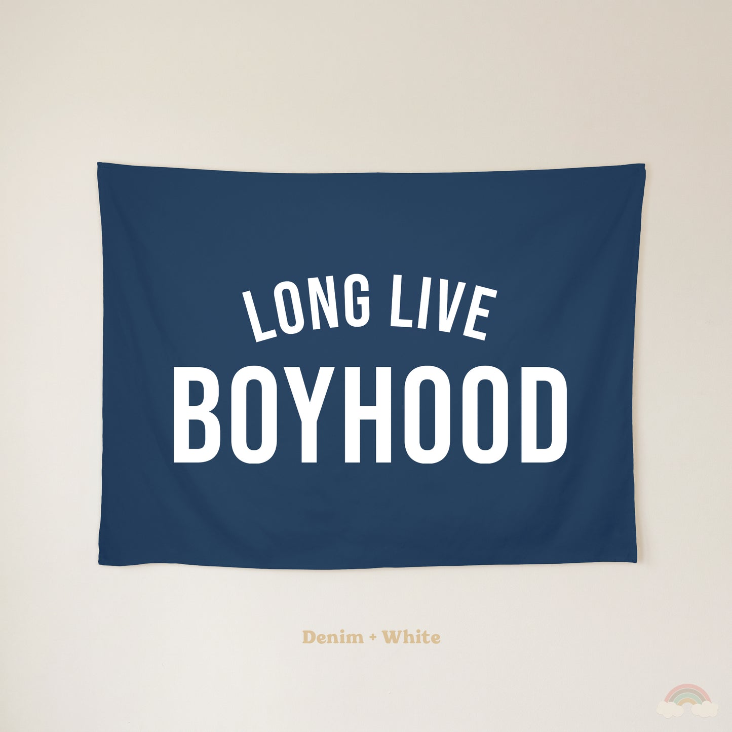 Long Live Boyhood Banner | Boys Room Decor Wall Flag for Nursery or Playroom
