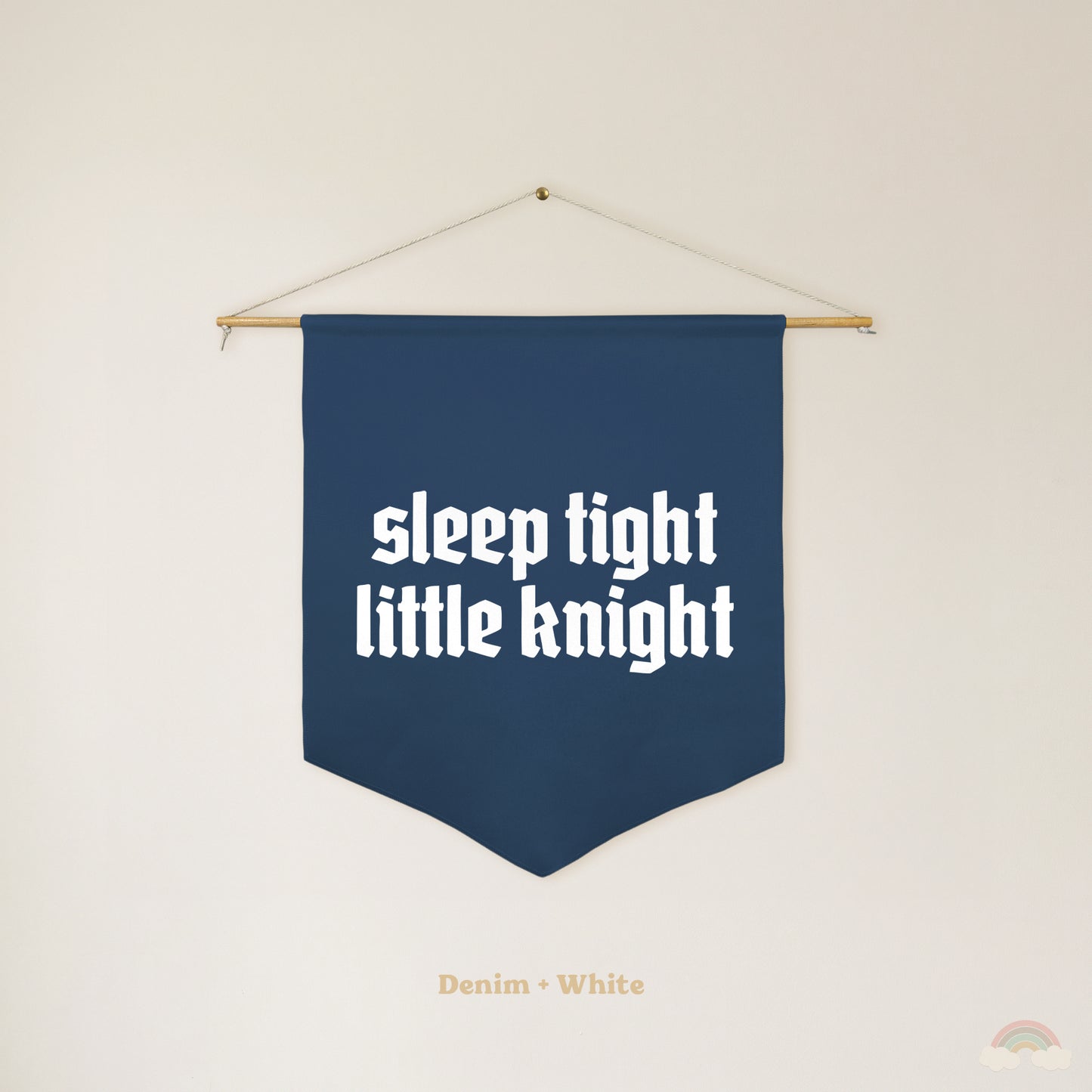 Sleep Tight Little Knight Pennant | Boys Room Decor Wall Flag for Nursery or Playroom