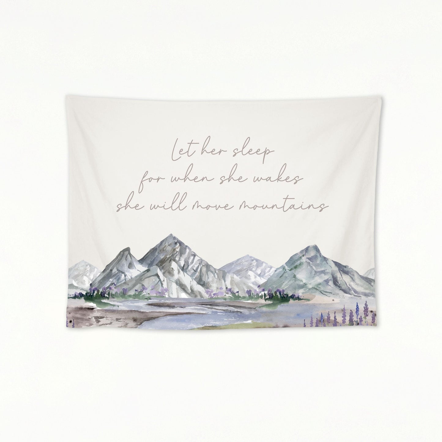 She Will Move Mountains Banner | Girls Room Wall Flag for Nursery or Playroom