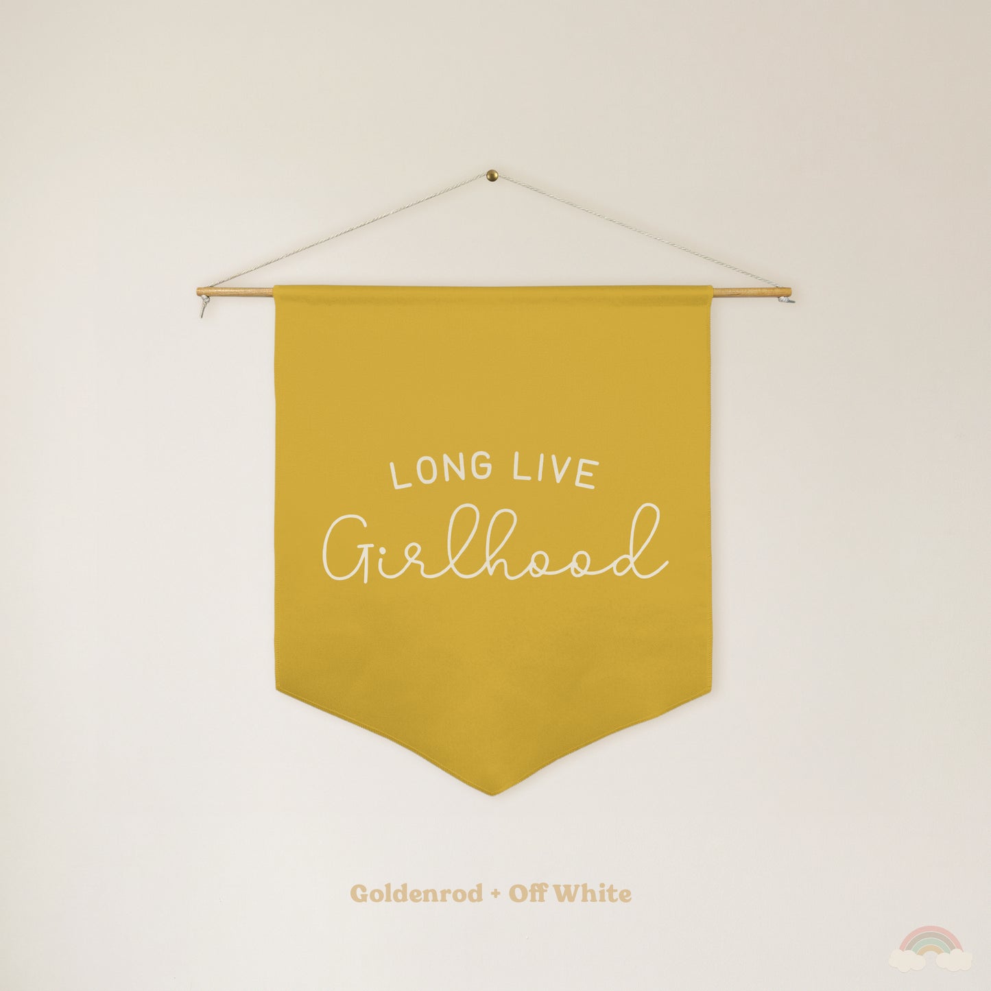 Long Live Girlhood Pennant | Girls Room Decor Hanging Wall Pennant for Nursery or Playroom