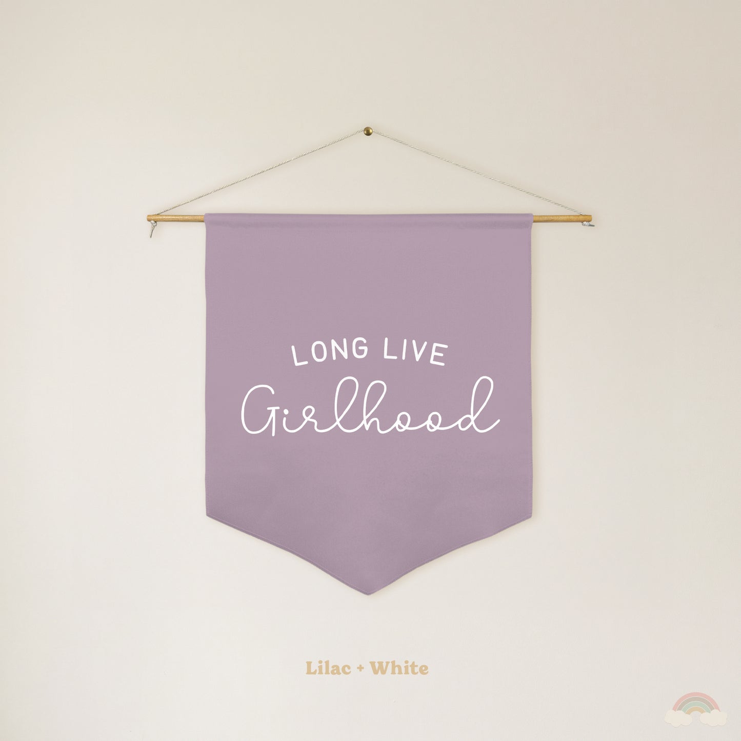 Long Live Girlhood Pennant | Girls Room Decor Hanging Wall Pennant for Nursery or Playroom
