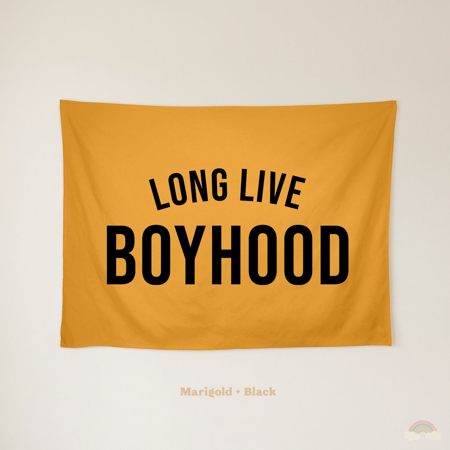 Long Live Boyhood Banner | Boys Room Decor Wall Flag for Nursery or Playroom