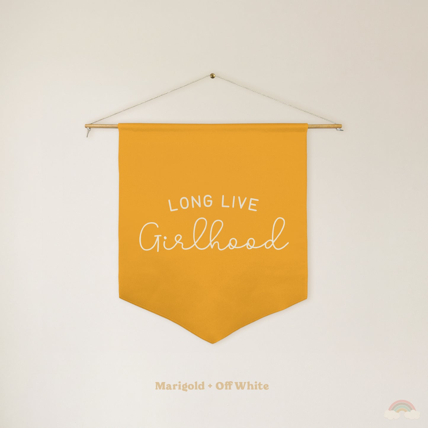 Long Live Girlhood Pennant | Girls Room Decor Hanging Wall Pennant for Nursery or Playroom