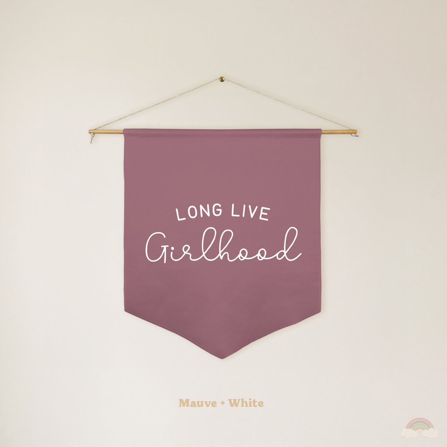 Long Live Girlhood Pennant | Girls Room Decor Hanging Wall Pennant for Nursery or Playroom
