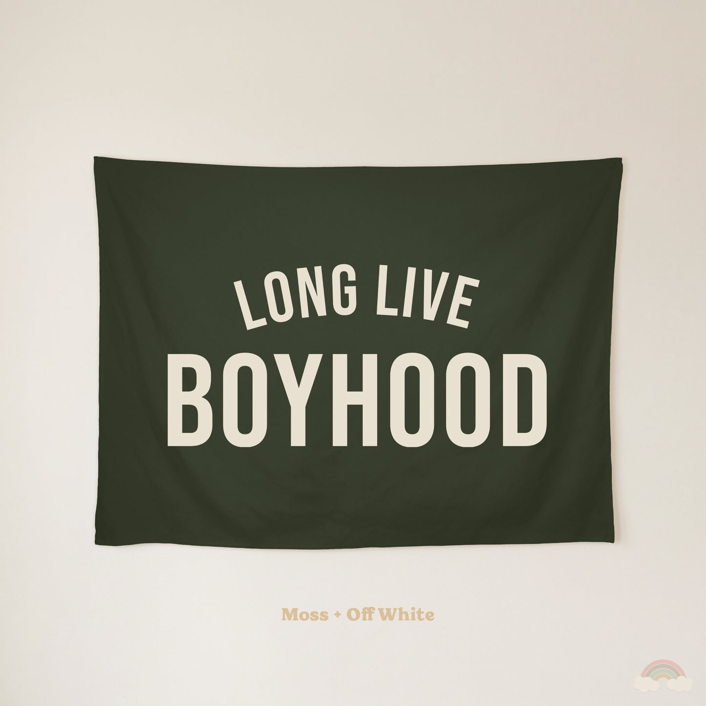 Long Live Boyhood Banner | Boys Room Decor Wall Flag for Nursery or Playroom