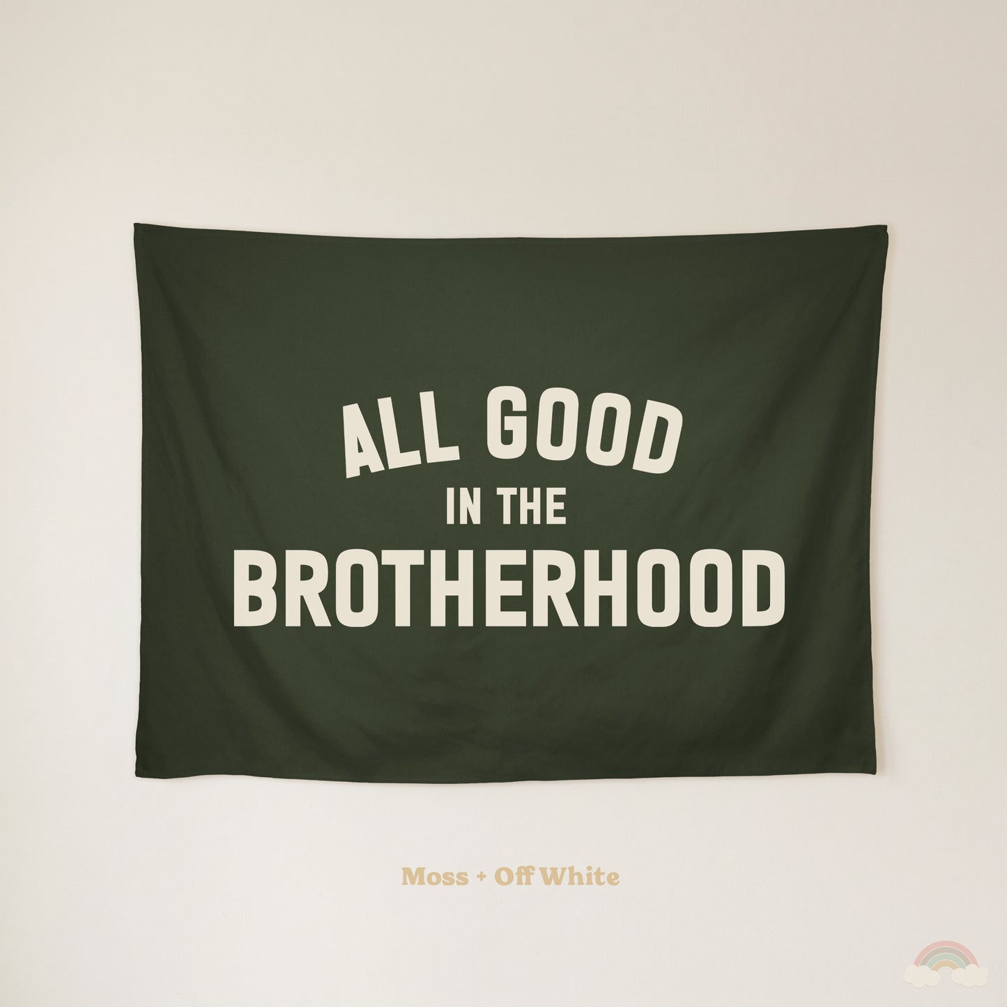 All Good in the Brotherhood Banner | Boys Room Decor Wall Flag for Bedroom or Playroom