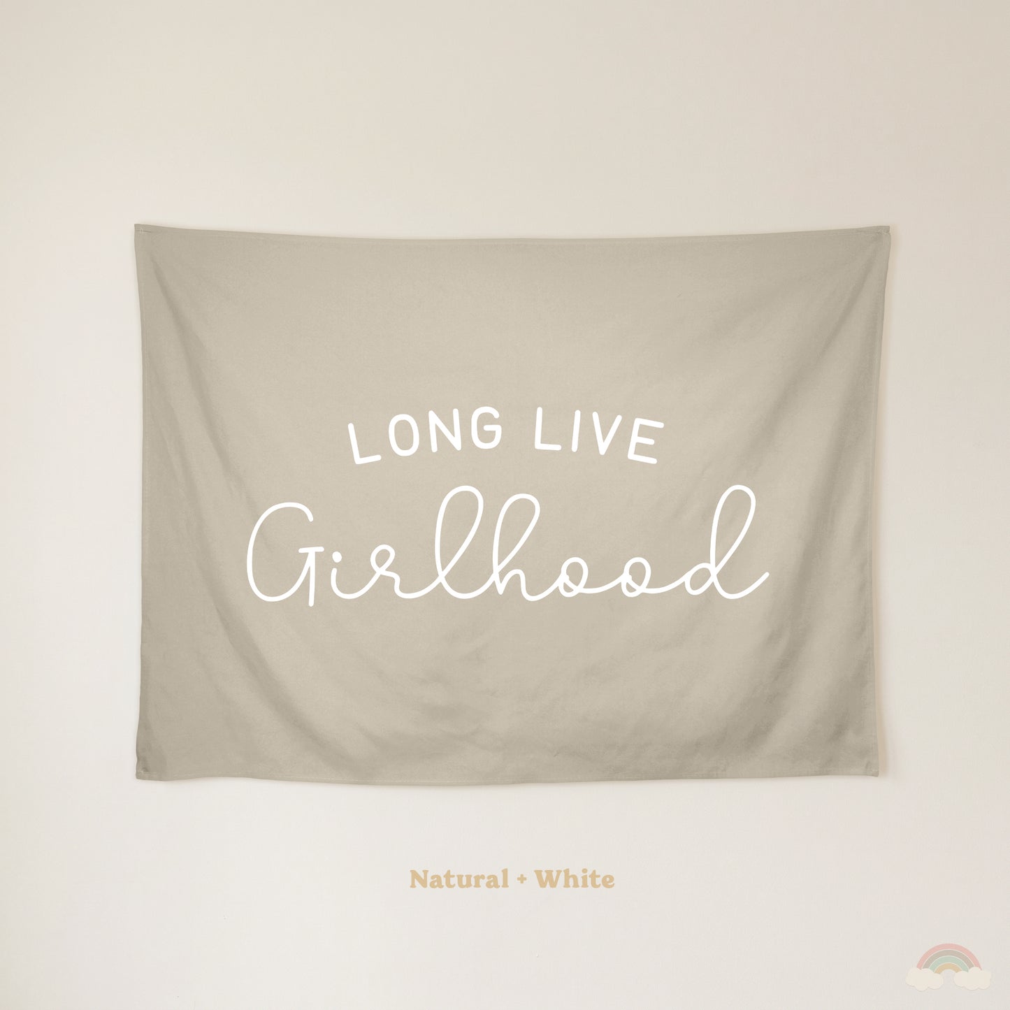 Long Live Girlhood Banner | Girls Room Decor Wall Flag for Nursery or Playroom
