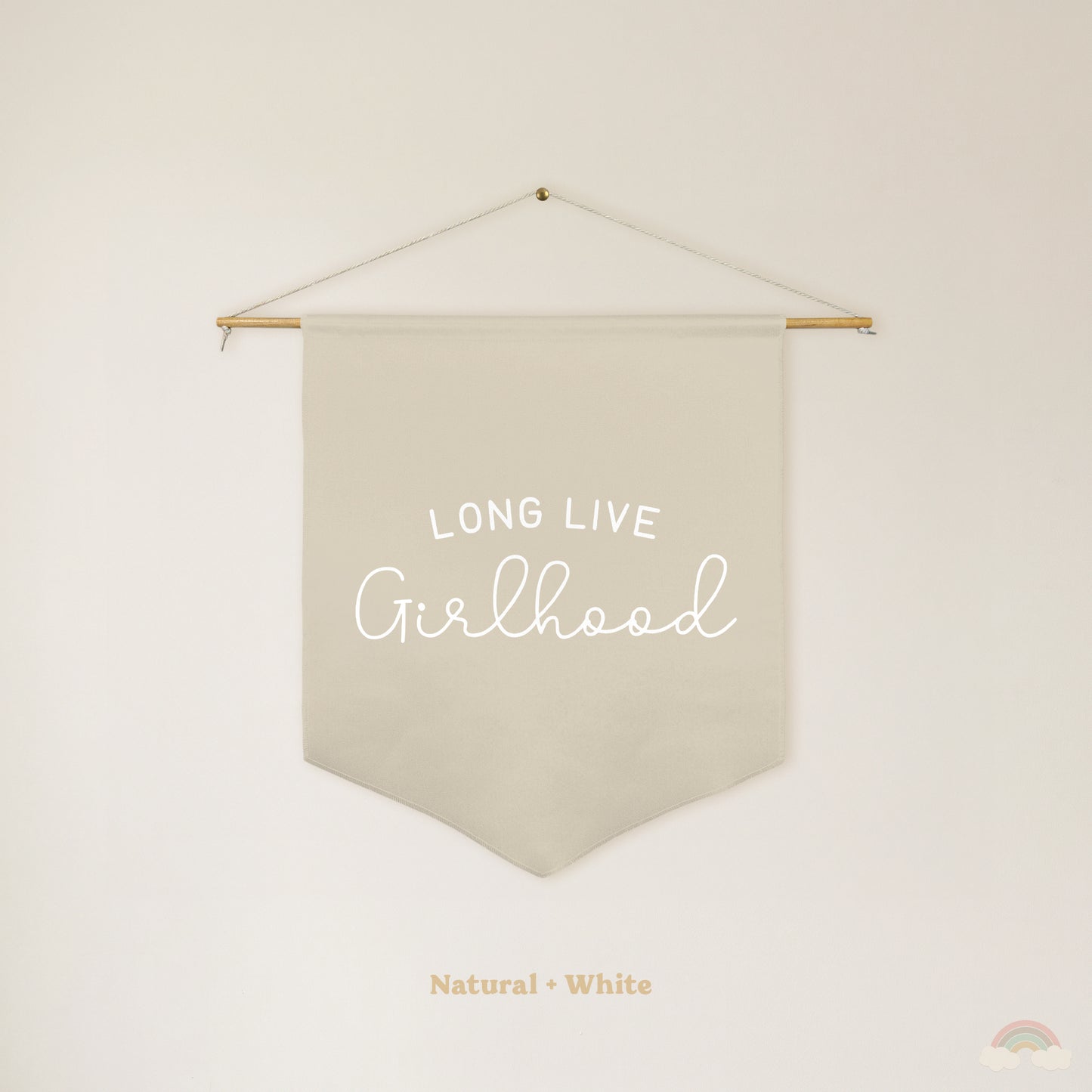 Long Live Girlhood Pennant | Girls Room Decor Hanging Wall Pennant for Nursery or Playroom