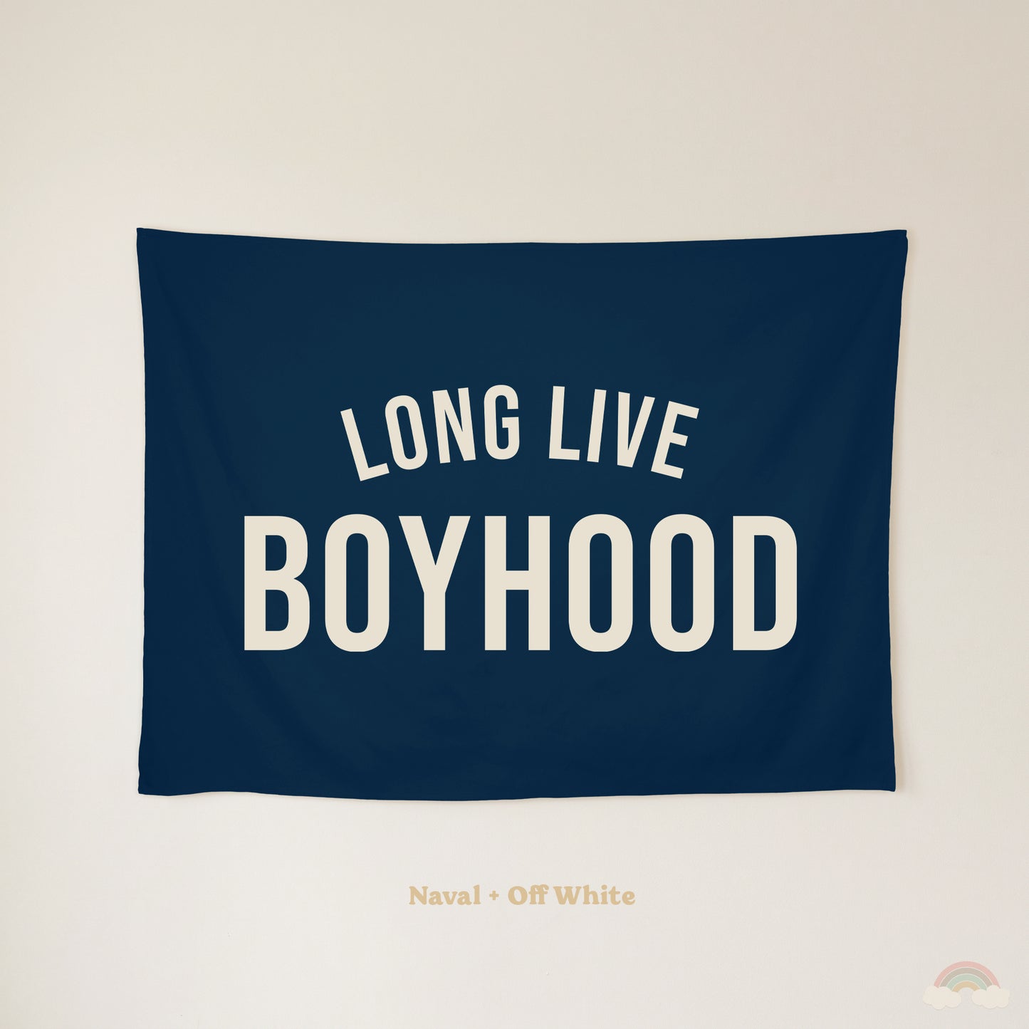 Long Live Boyhood Banner | Boys Room Decor Wall Flag for Nursery or Playroom